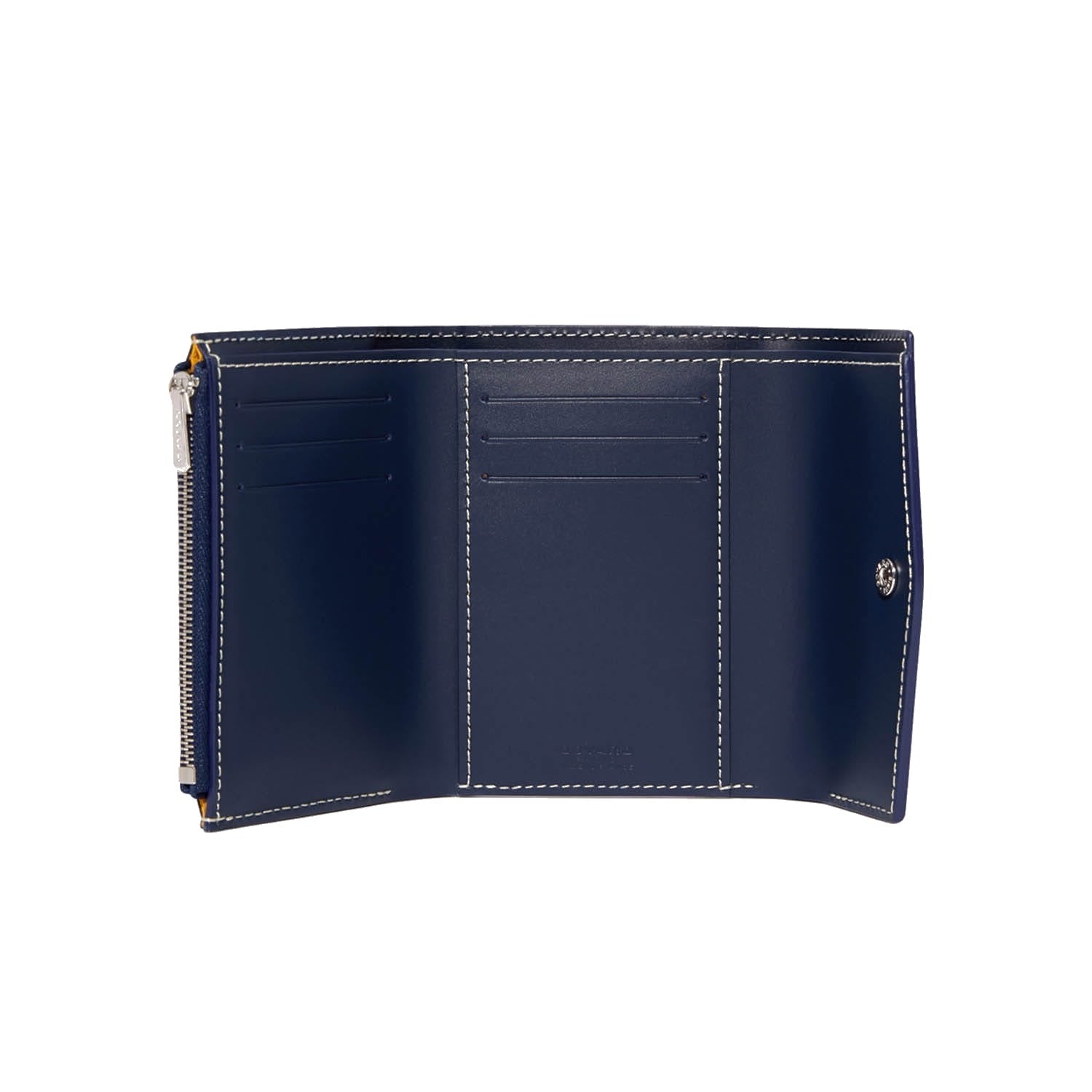Compact Bi-Fold Wallet with Coin Pocket - Navy Blue - 31