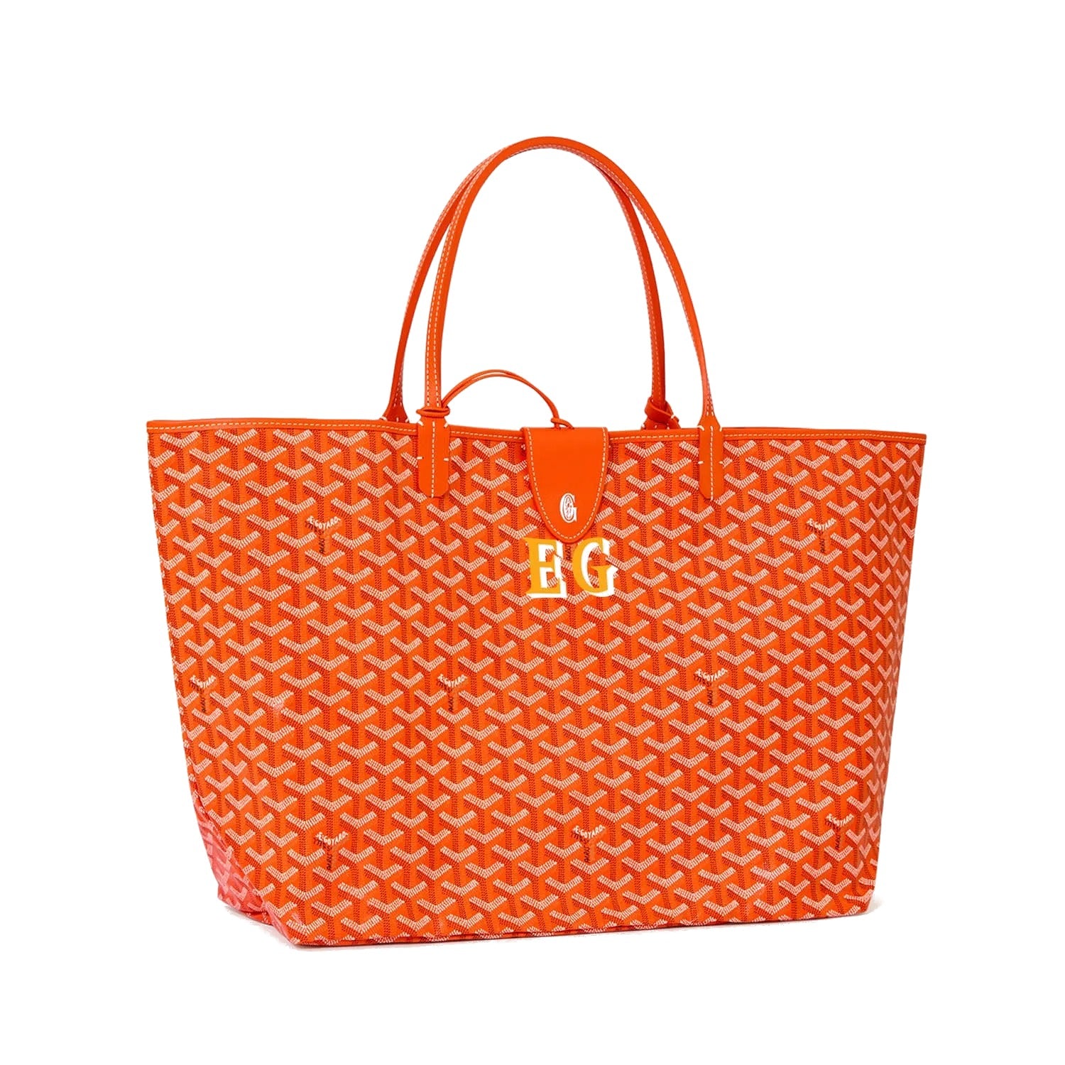 Personalized Initials Canvas Tote - Large - Orange