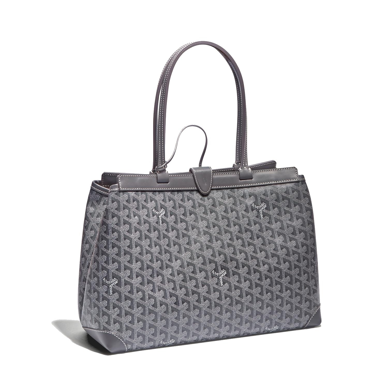 Contrast Leather Shoulder Bag - Grey