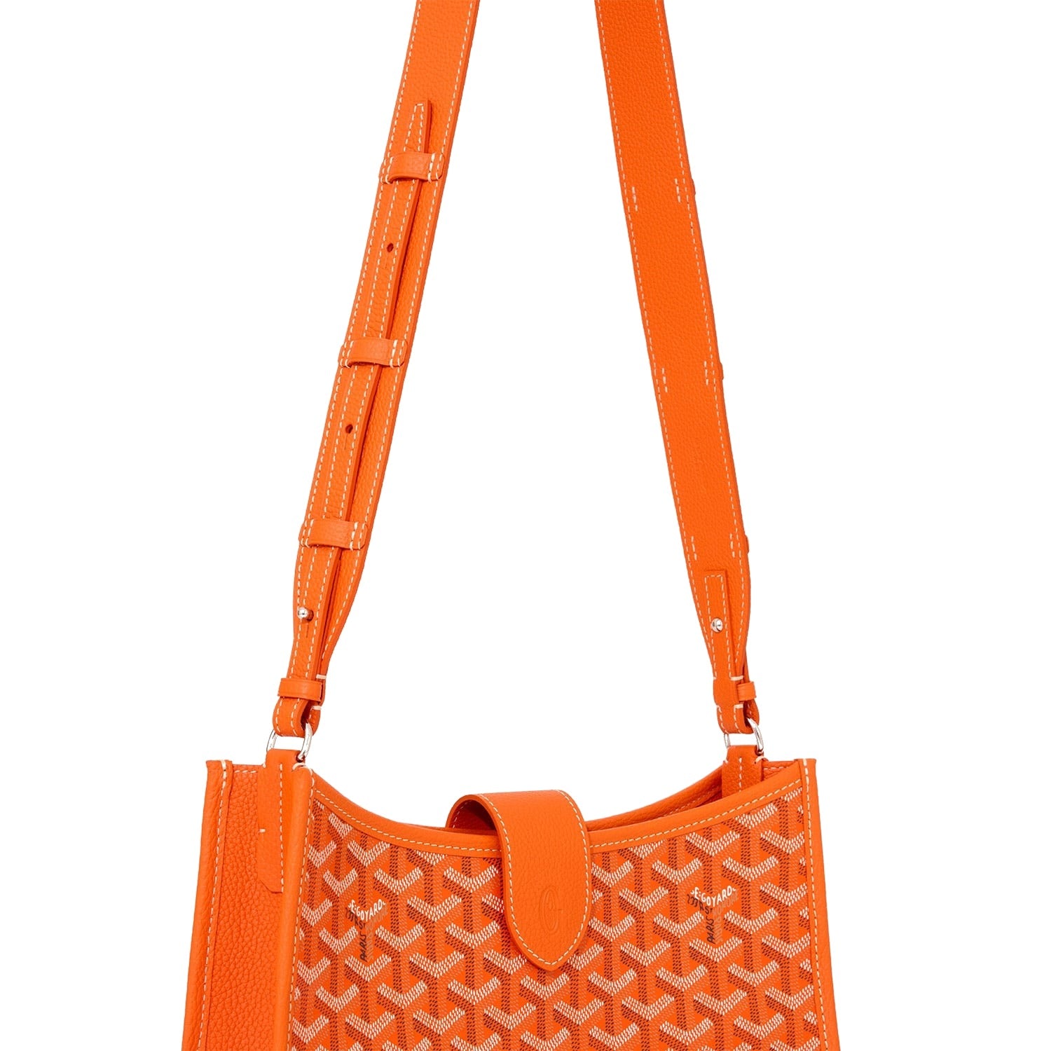 Canvas Flap Crossbody Bag - Orange - 19