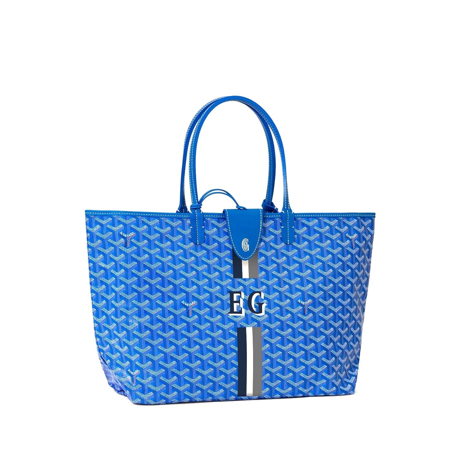 Canvas Tote with Personalized Stripes - Small - Sky Blue