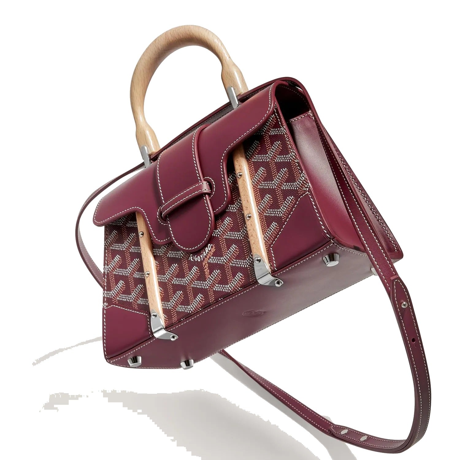 Structured Mini Top-Handle Bag - Burgundy - 45
