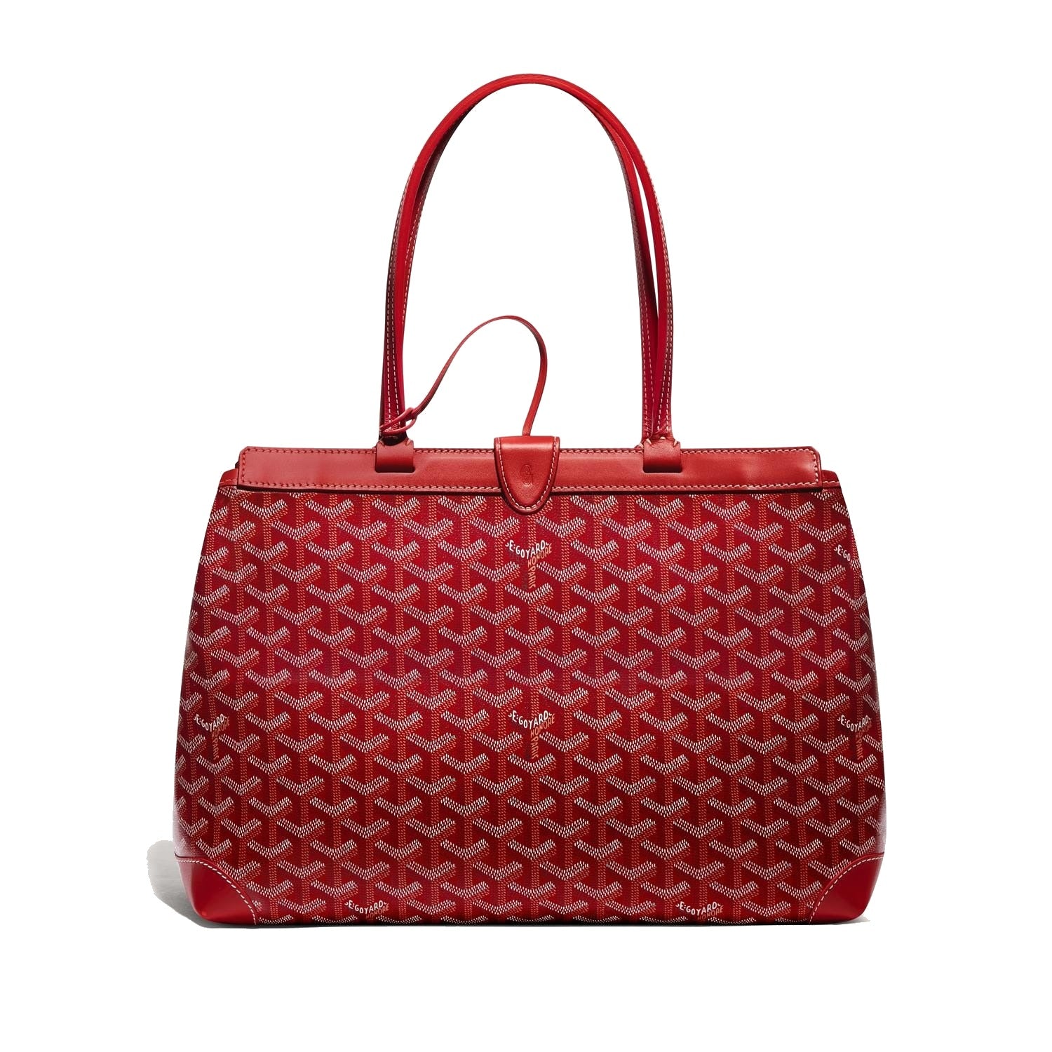 Contrast Leather Shoulder Bag - Red - 10