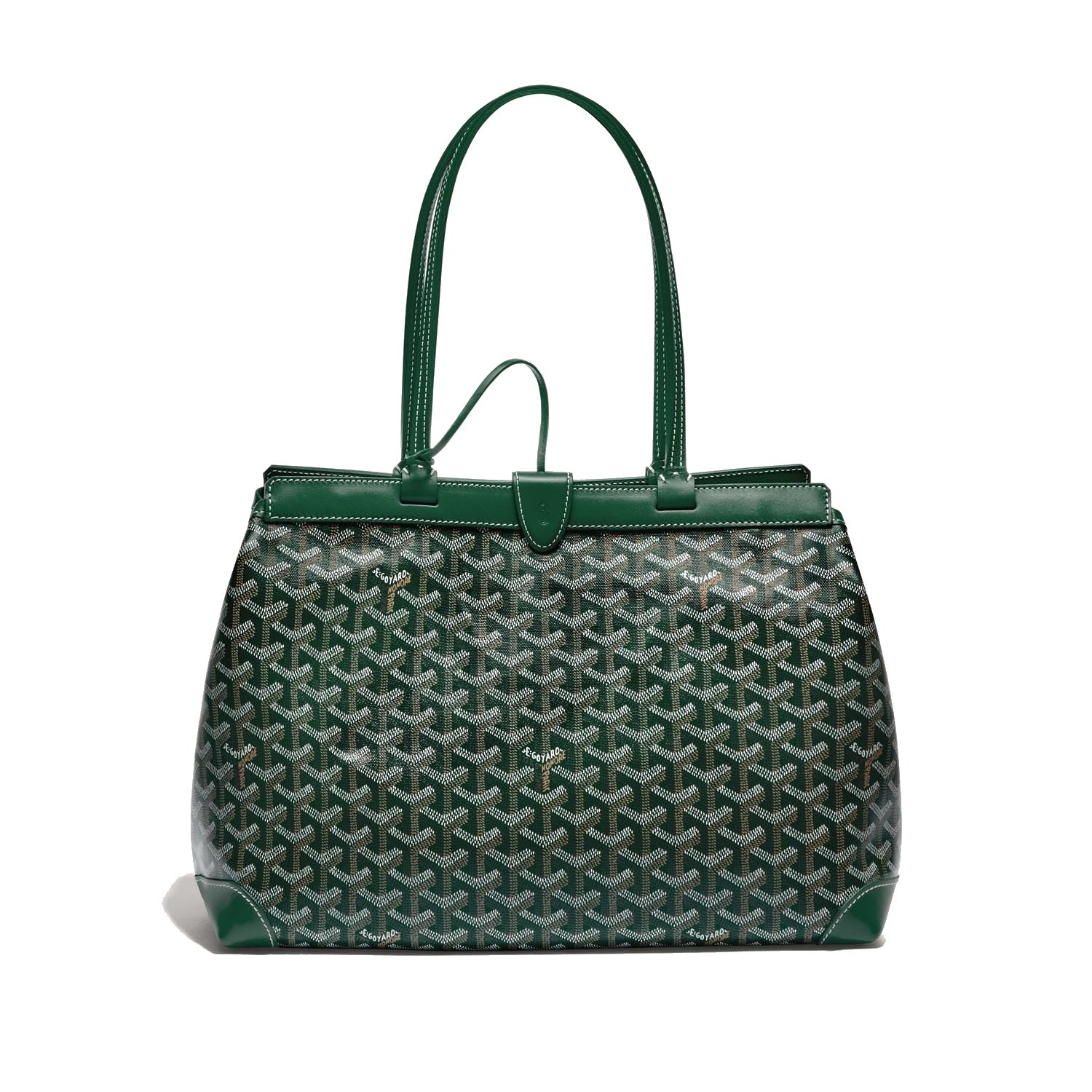 Contrast Leather Shoulder Bag - Green - 22