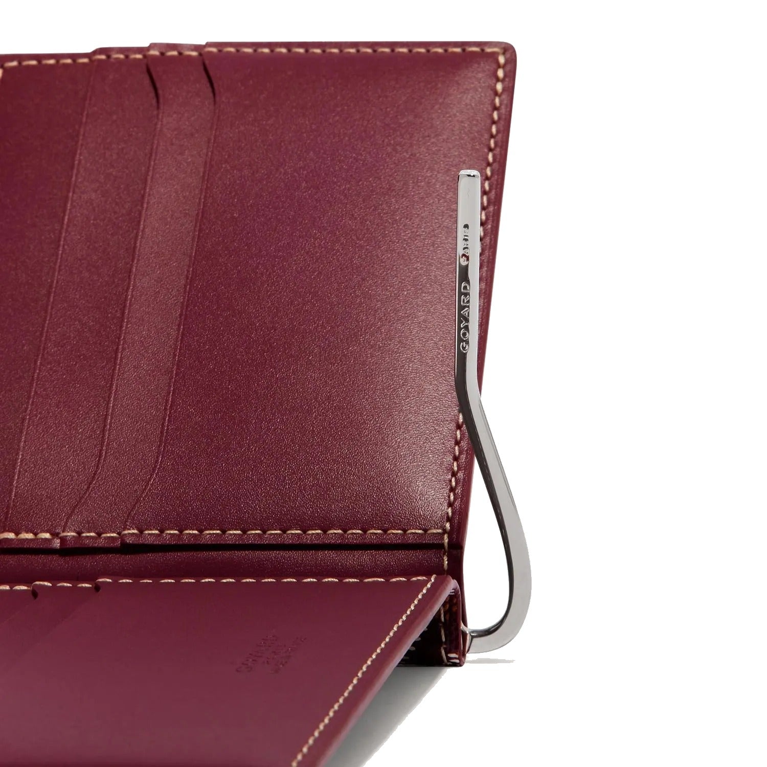 Leather Money Clip Card Holder - Burgundy - 27