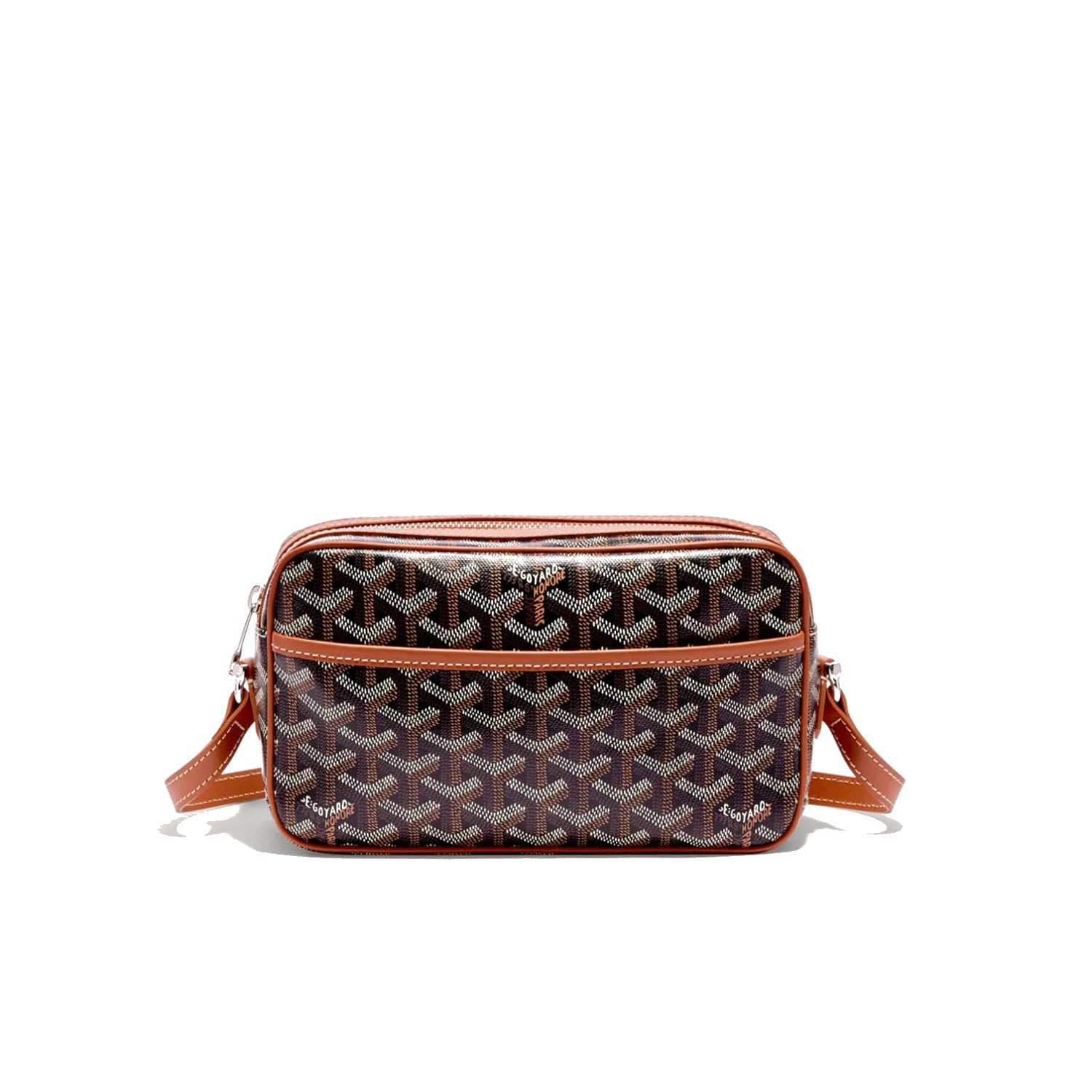 Compact Crossbody Flap Bag - Black & Tan - 6