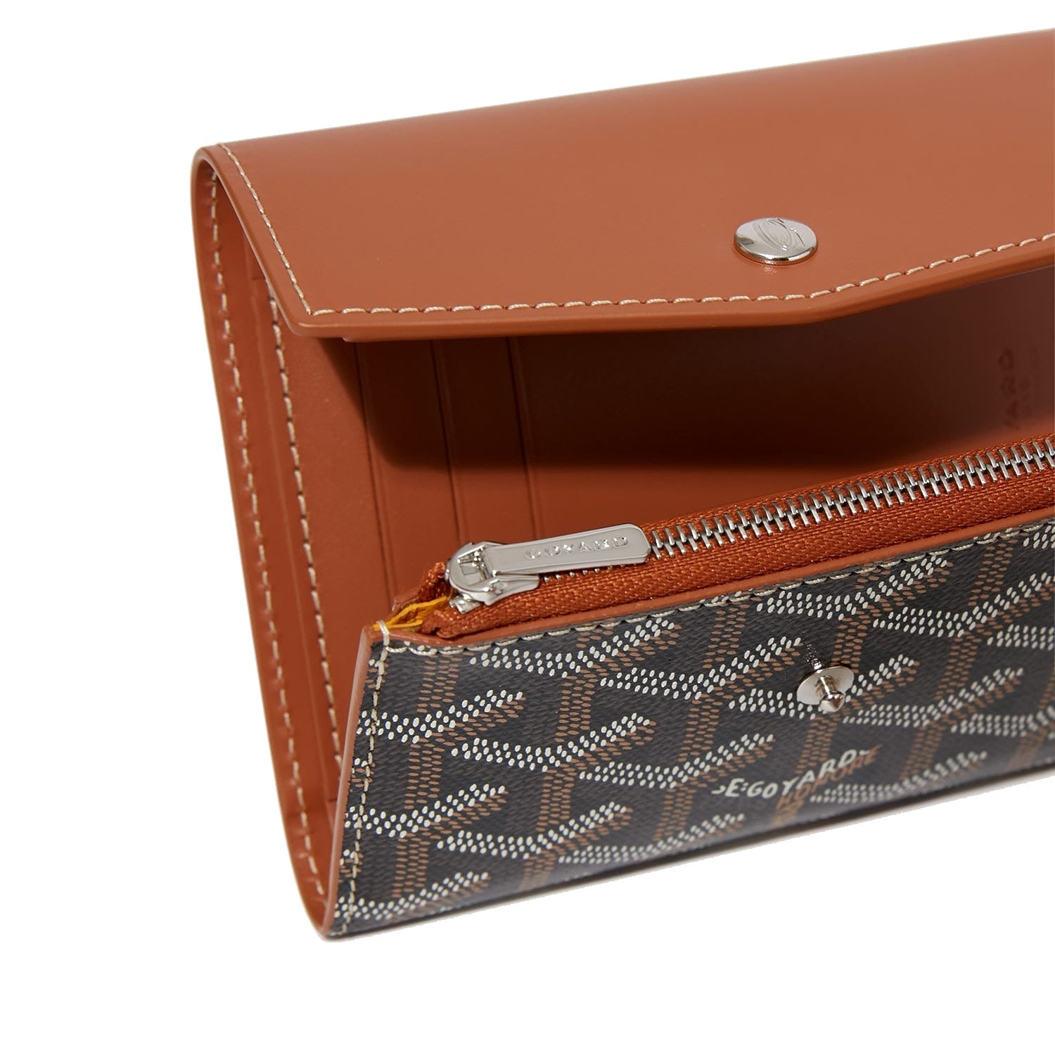 Compact Bi-Fold Wallet with Coin Pocket - Black & Tan - 8