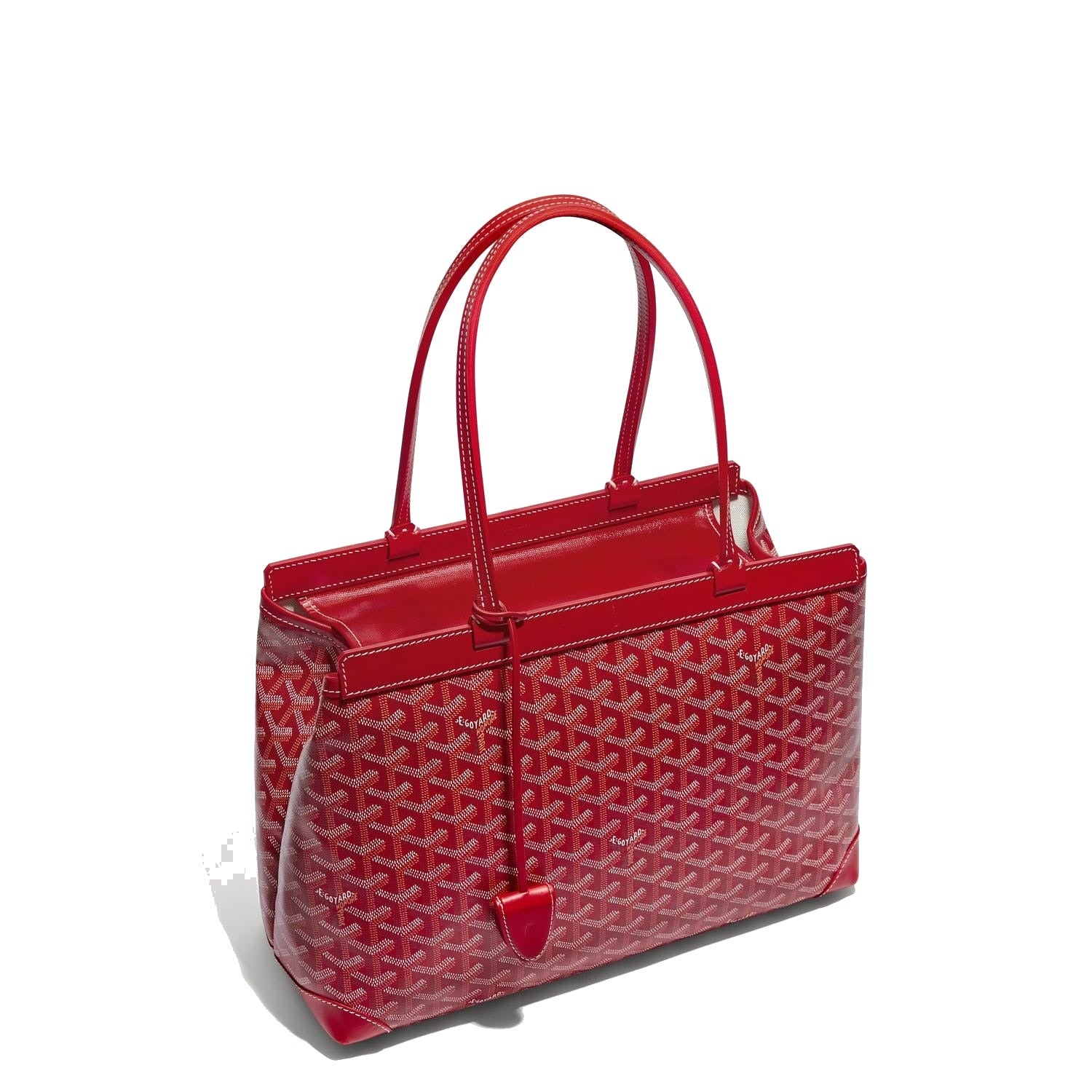 Contrast Leather Shoulder Bag - Red - 11