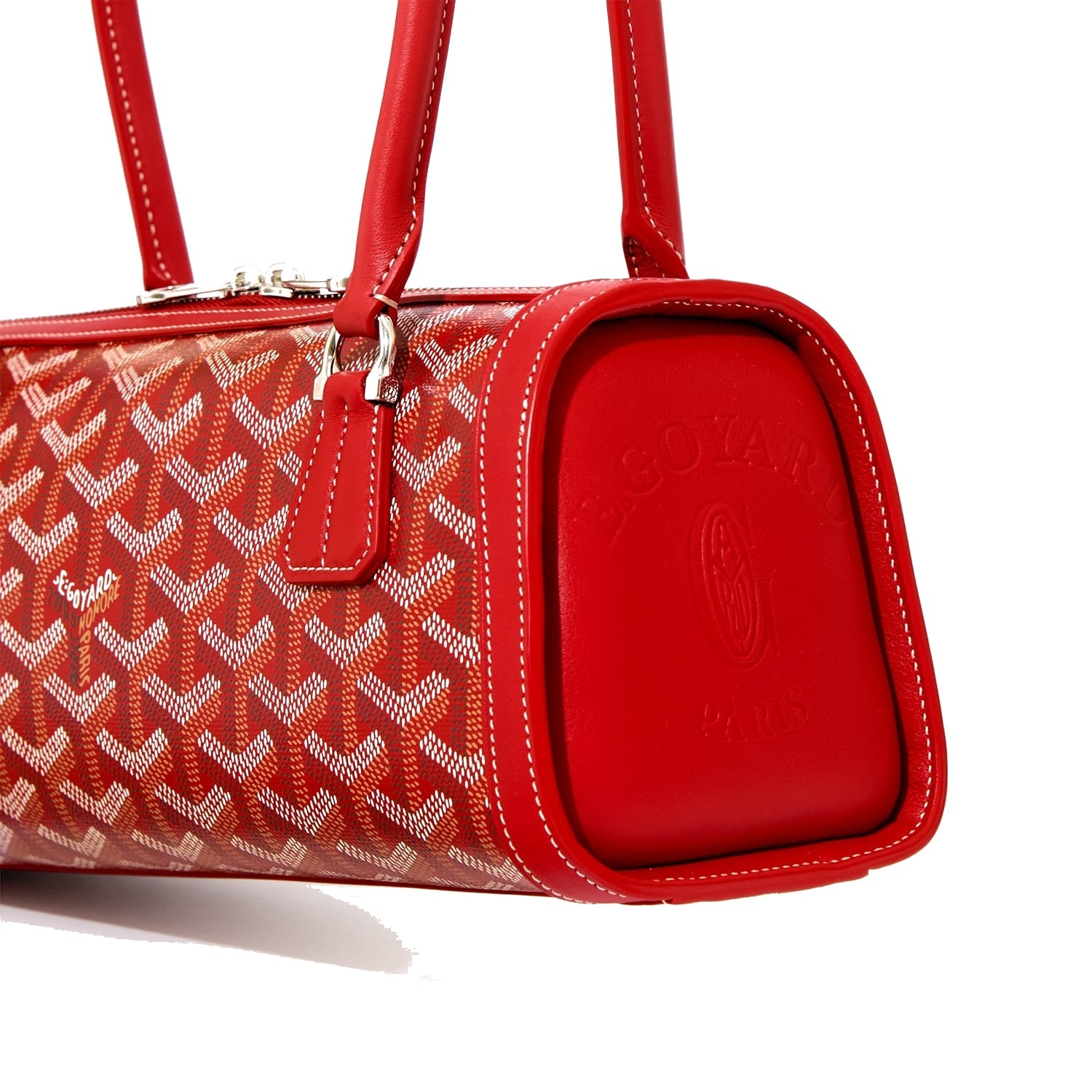 Round Structured Top-Handle Bag - Red - 14