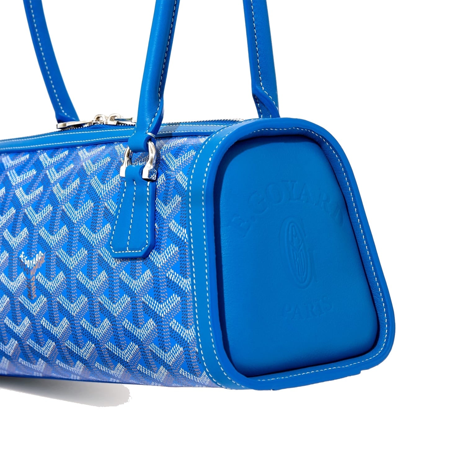 Round Structured Top-Handle Bag - Sky Blue - 34