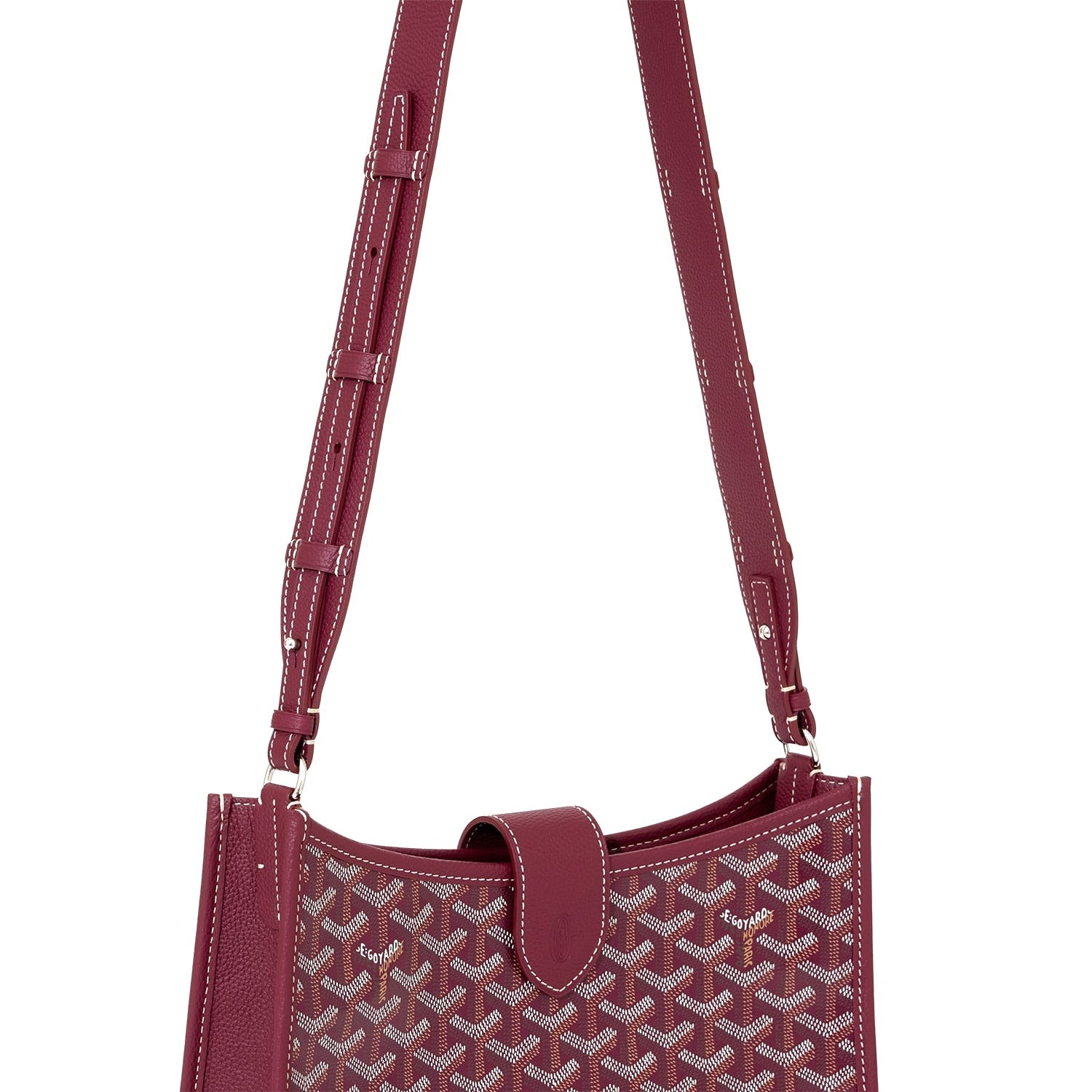 Canvas Flap Crossbody Bag - Burgundy - 45