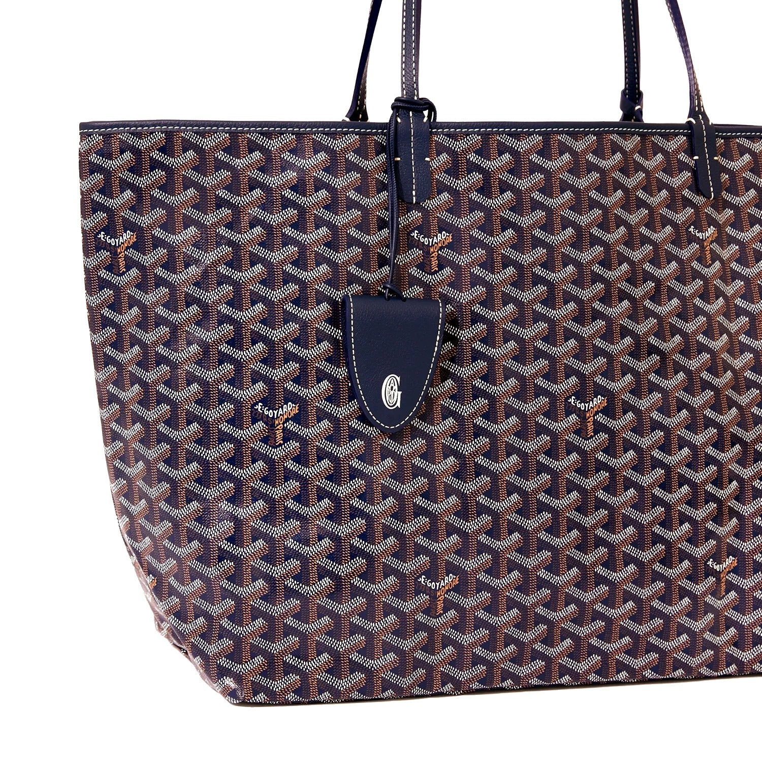 Personalized Initials Canvas Tote - Large - Navy Blue - 46