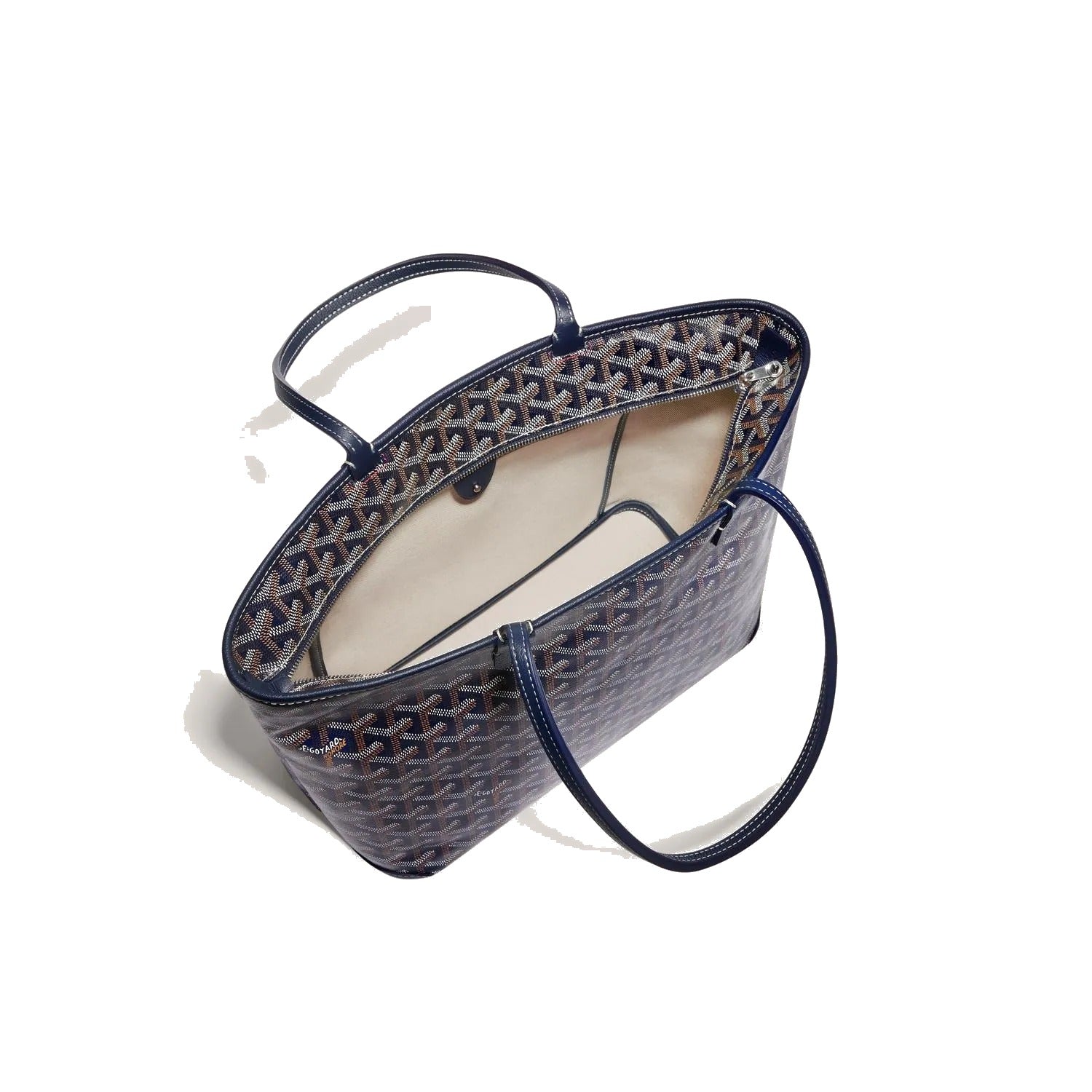 Zippered Canvas Tote - Small - Navy Blue - 32