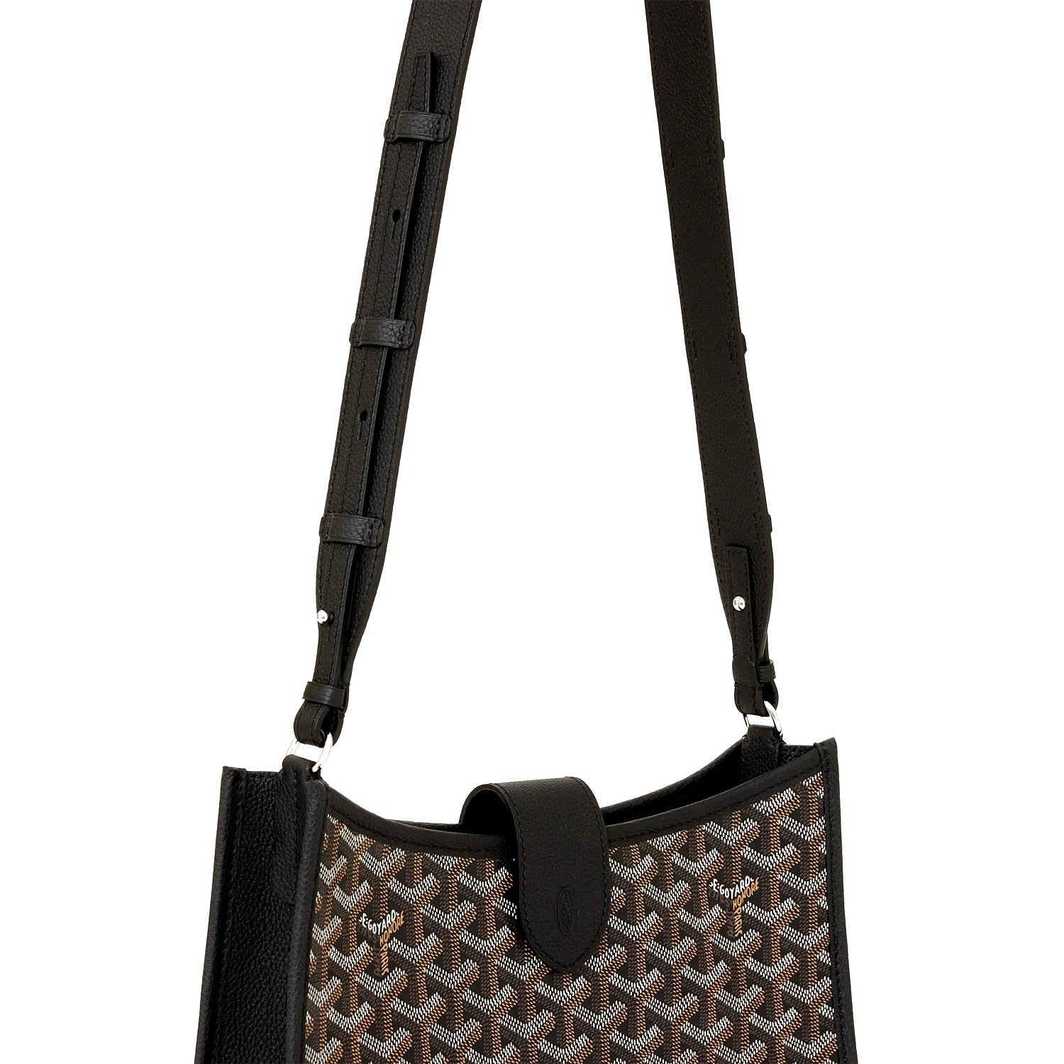 Canvas Flap Crossbody Bag - Black - 4