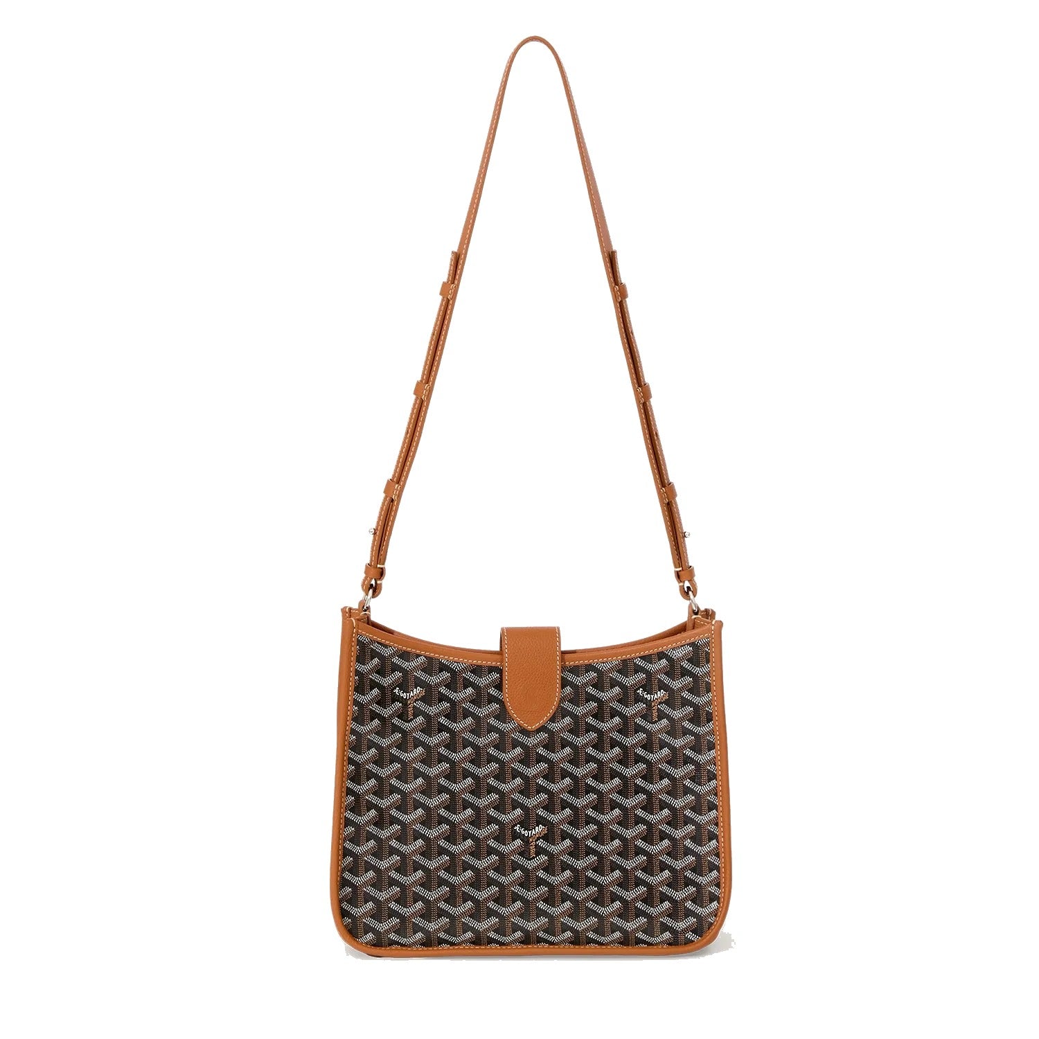 Canvas Flap Crossbody Bag - Black & Tan - 9