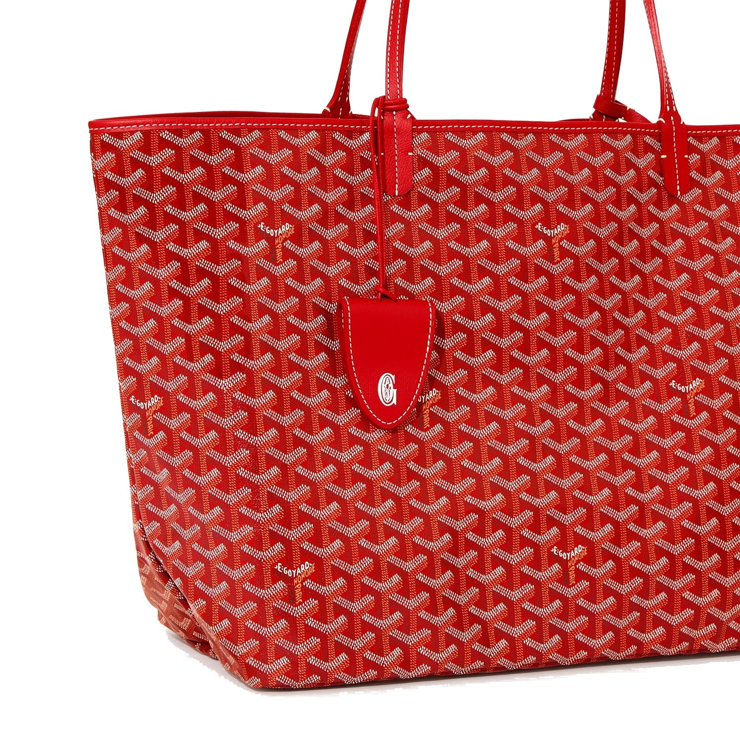 Personalized Initials Canvas Tote - Large - Red - 15