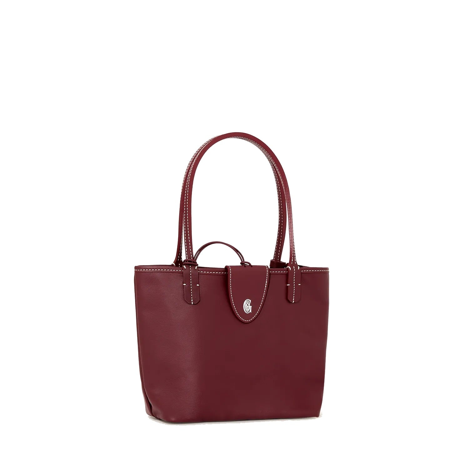 Reversible Leather Mini Tote - Burgundy