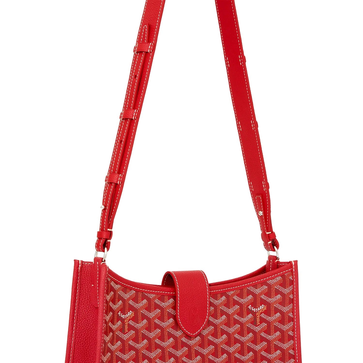 Canvas Flap Crossbody Bag - Red - 14