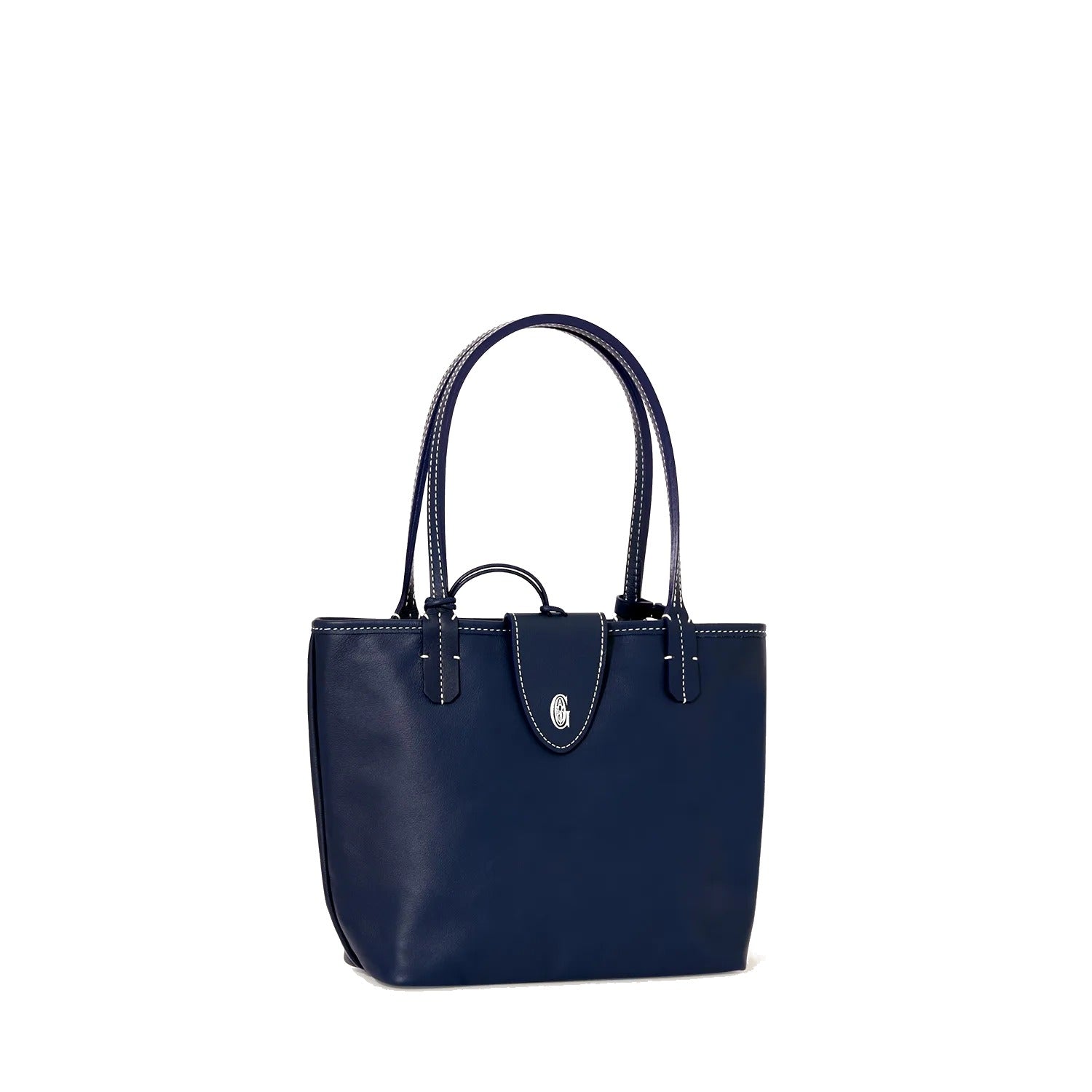 Reversible Leather Mini Tote - Navy Blue