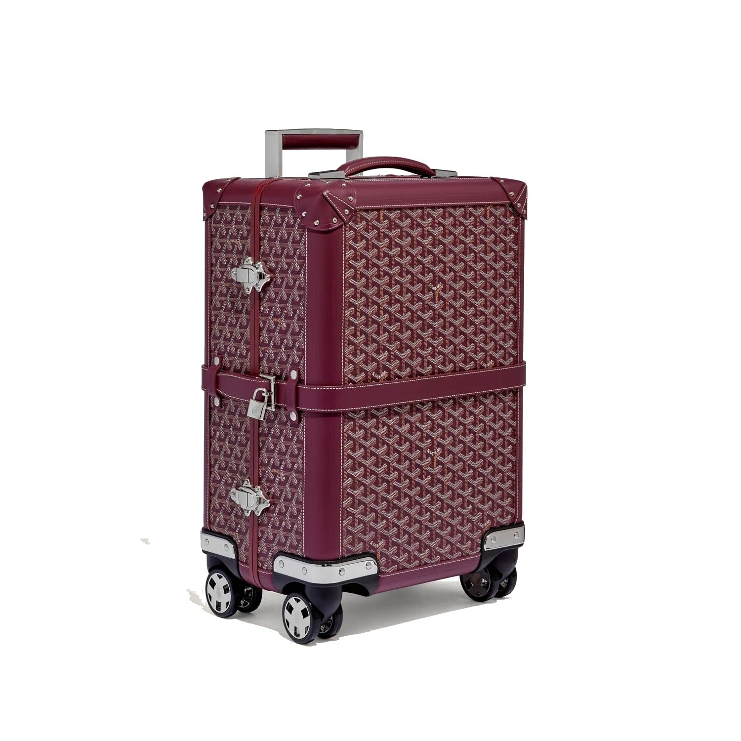 Canvas Rolling Trolley Suitcase - Cabin - Burgundy