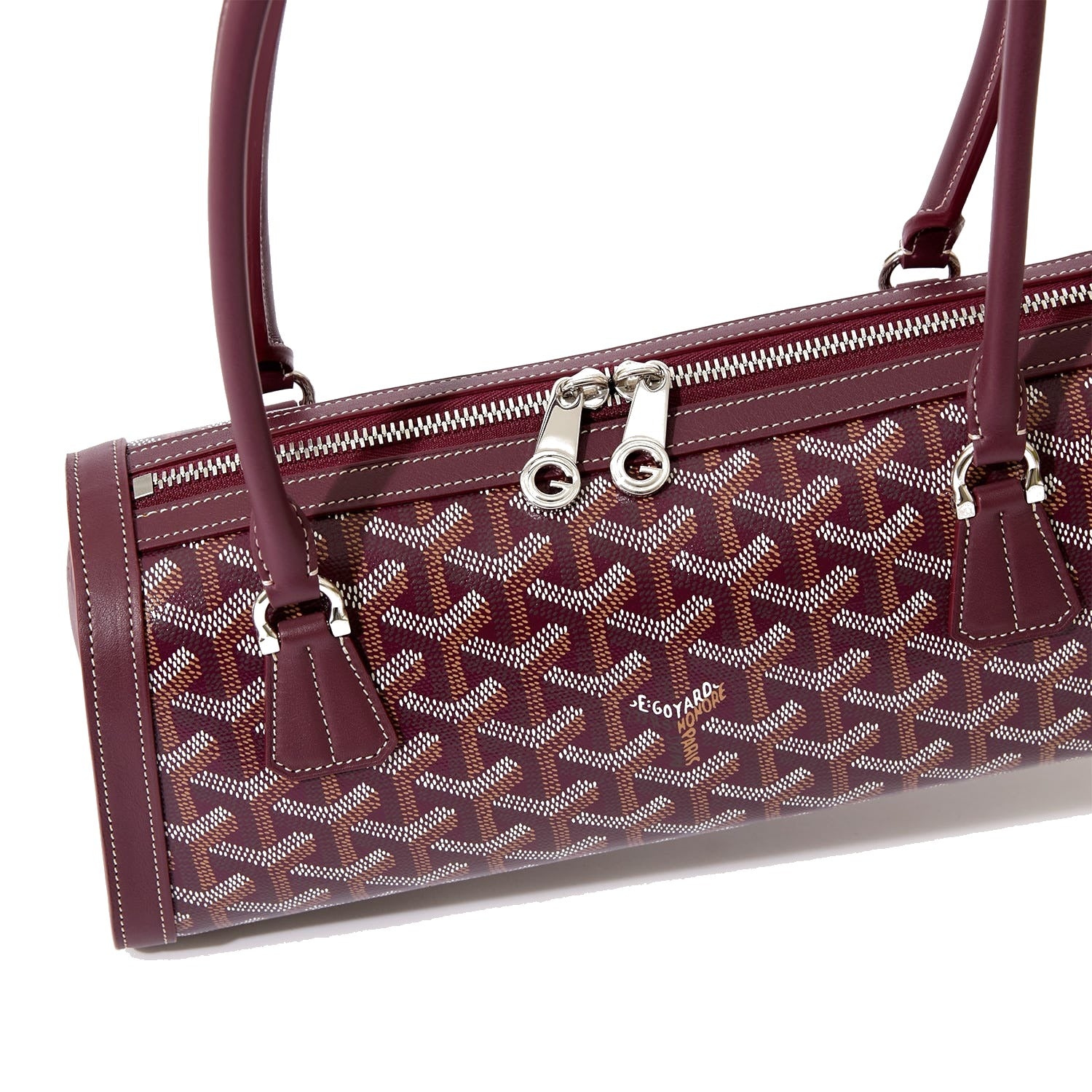 Round Structured Top-Handle Bag - Burgundy - 43