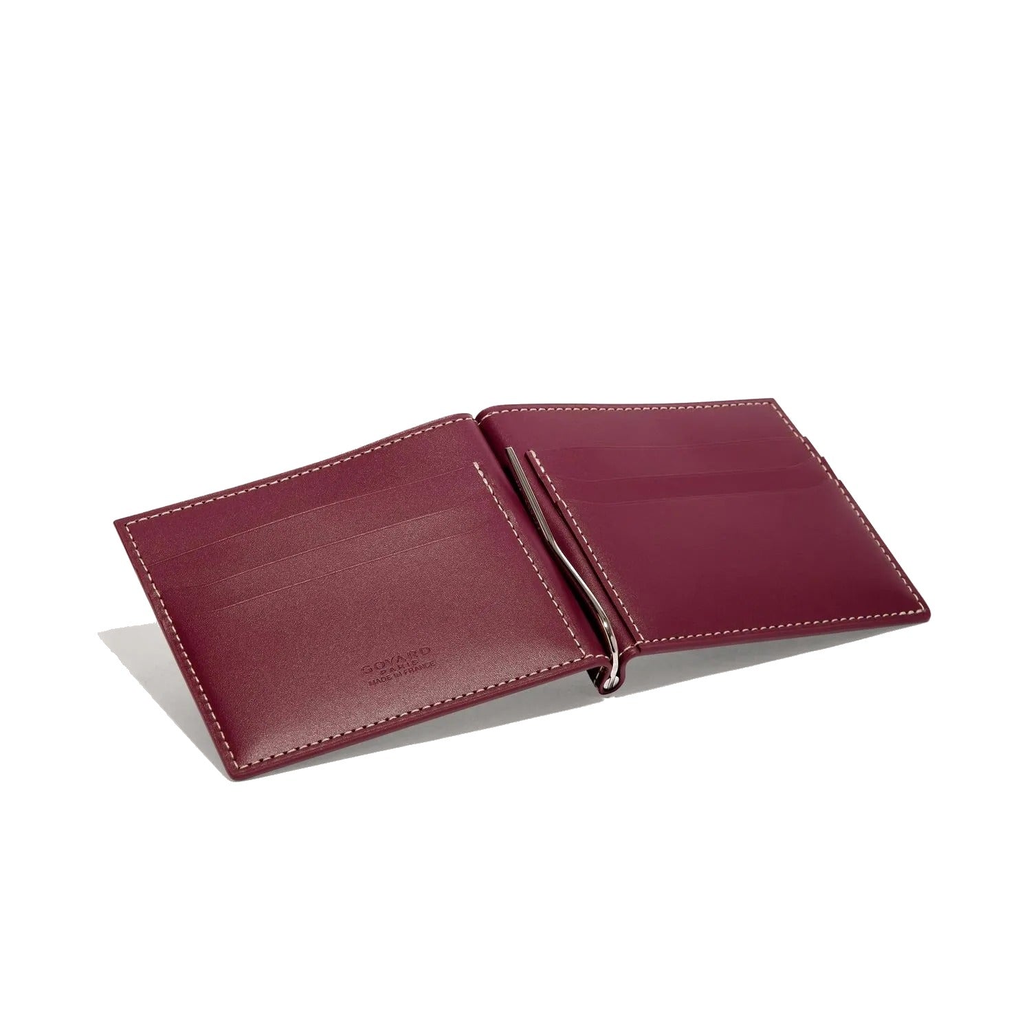 Leather Money Clip Card Holder - Burgundy - 26