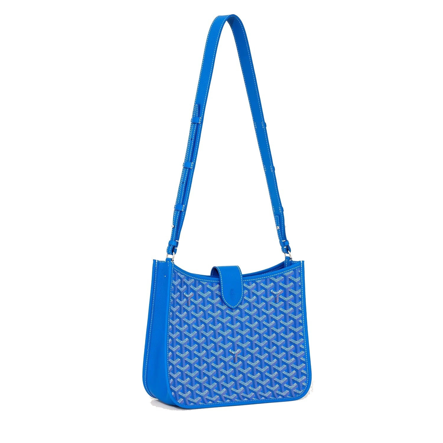Canvas Flap Crossbody Bag - Sky Blue - 33