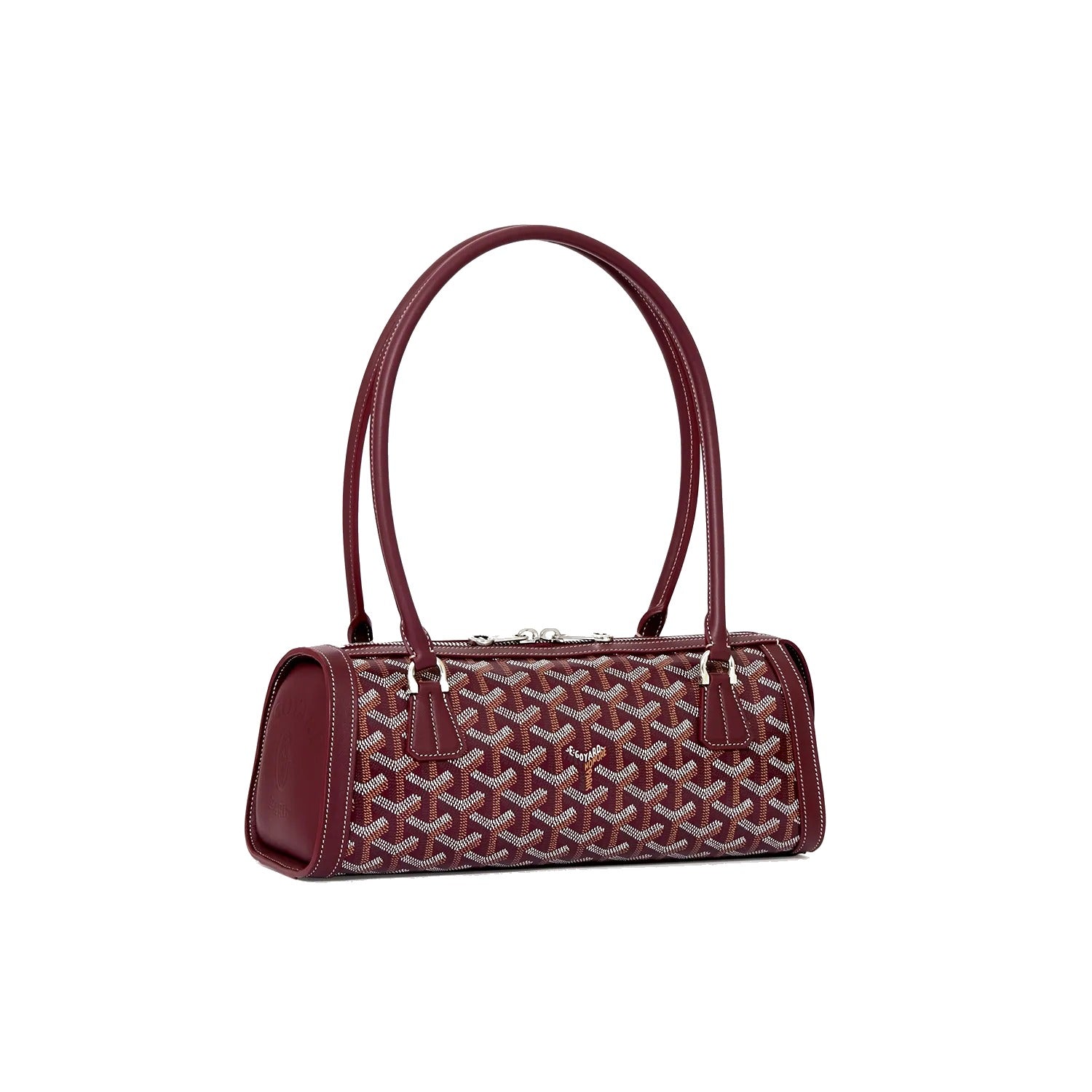 Round Structured Top-Handle Bag - Burgundy