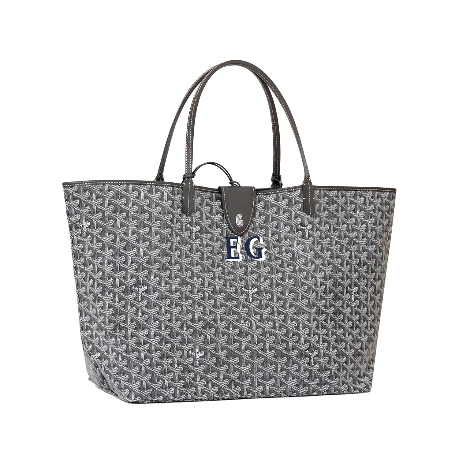 Personalized Initials Canvas Tote - Large - Grey