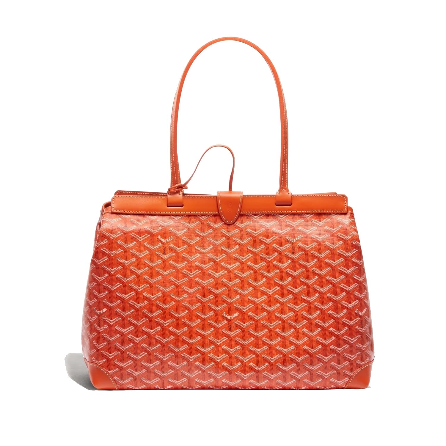 Contrast Leather Shoulder Bag - Orange - 14