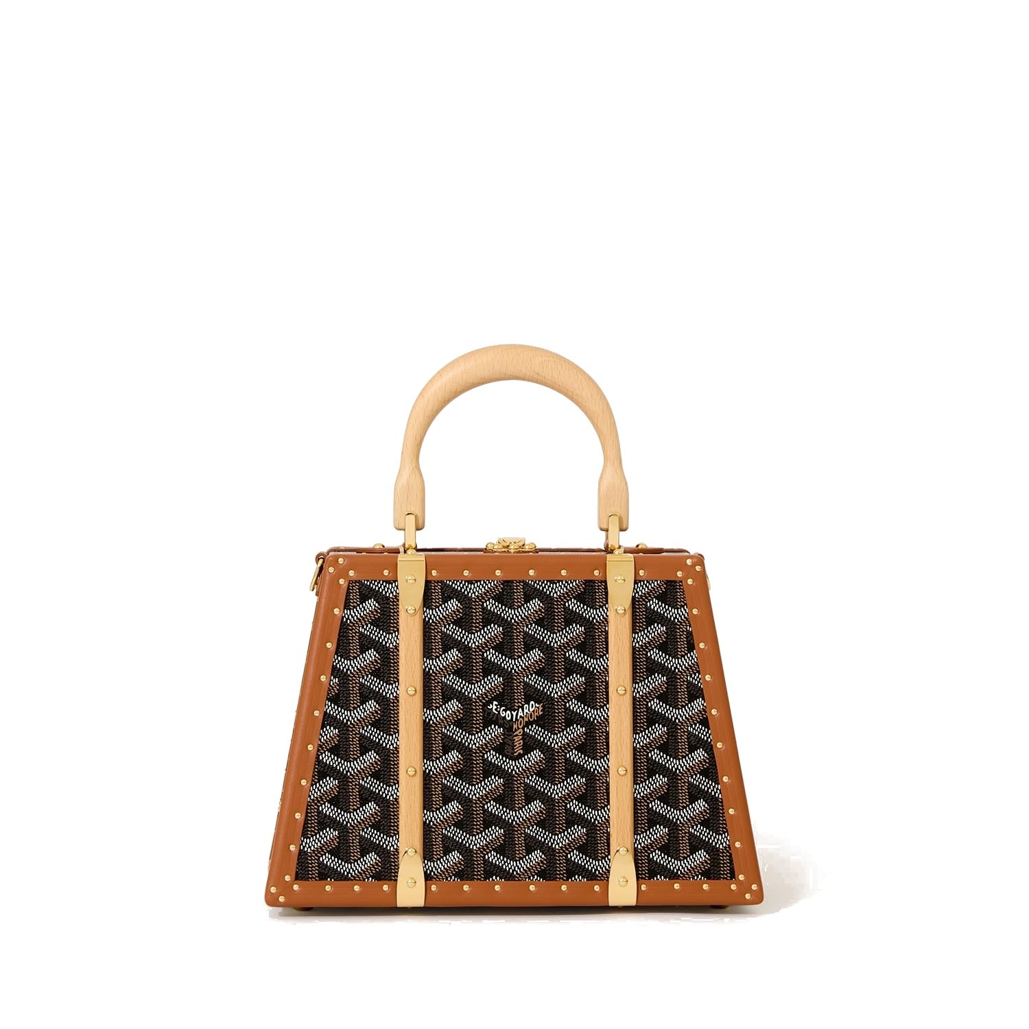 Mini Structured Trunk Crossbody - Black & Tan - 7
