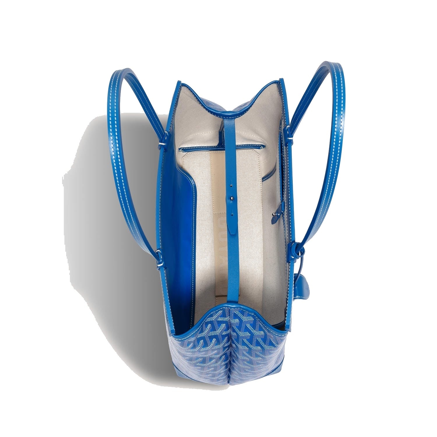 Contrast Leather Shoulder Bag - Sky Blue - 27