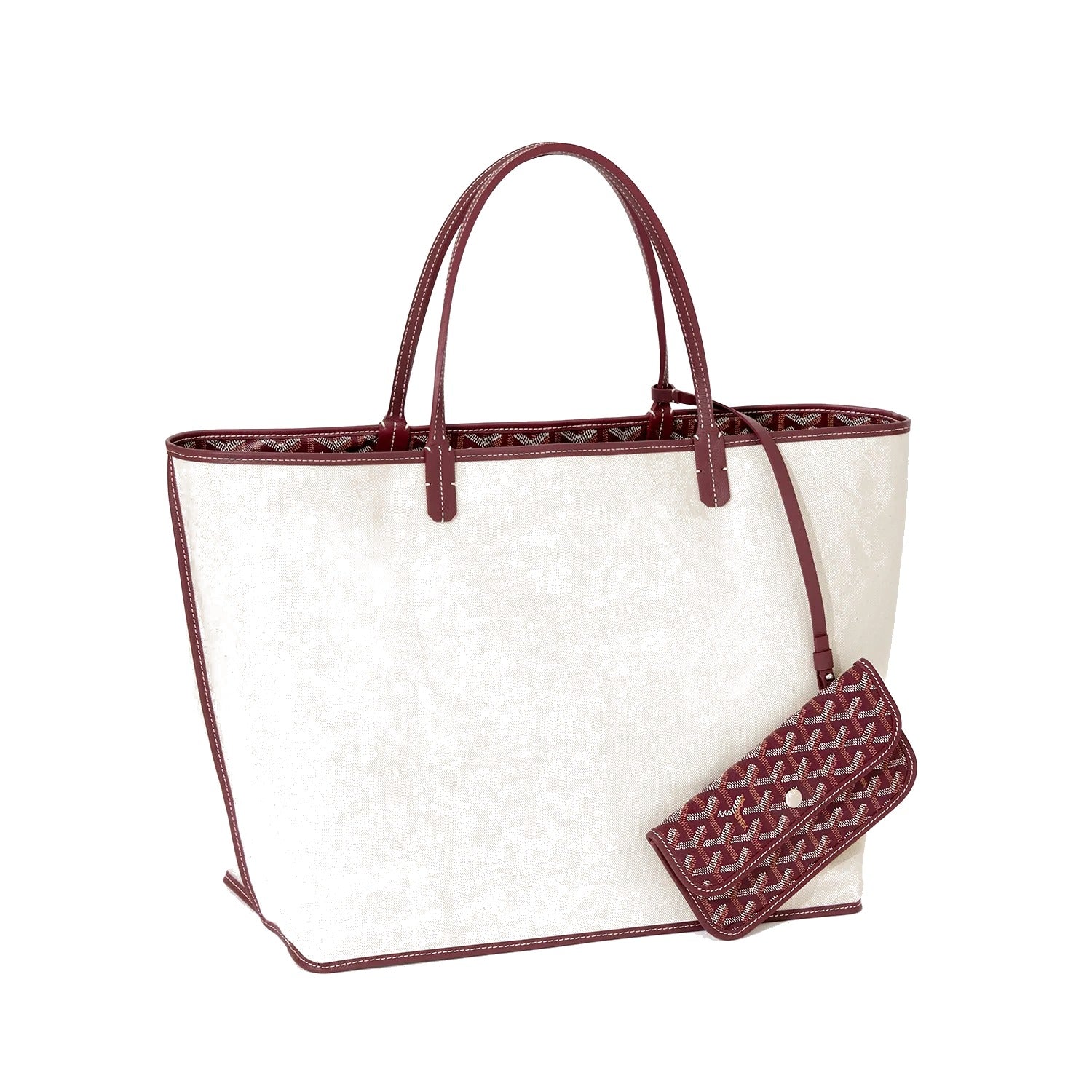 Personalized Initials Canvas Tote - Large - Burgundy - 53