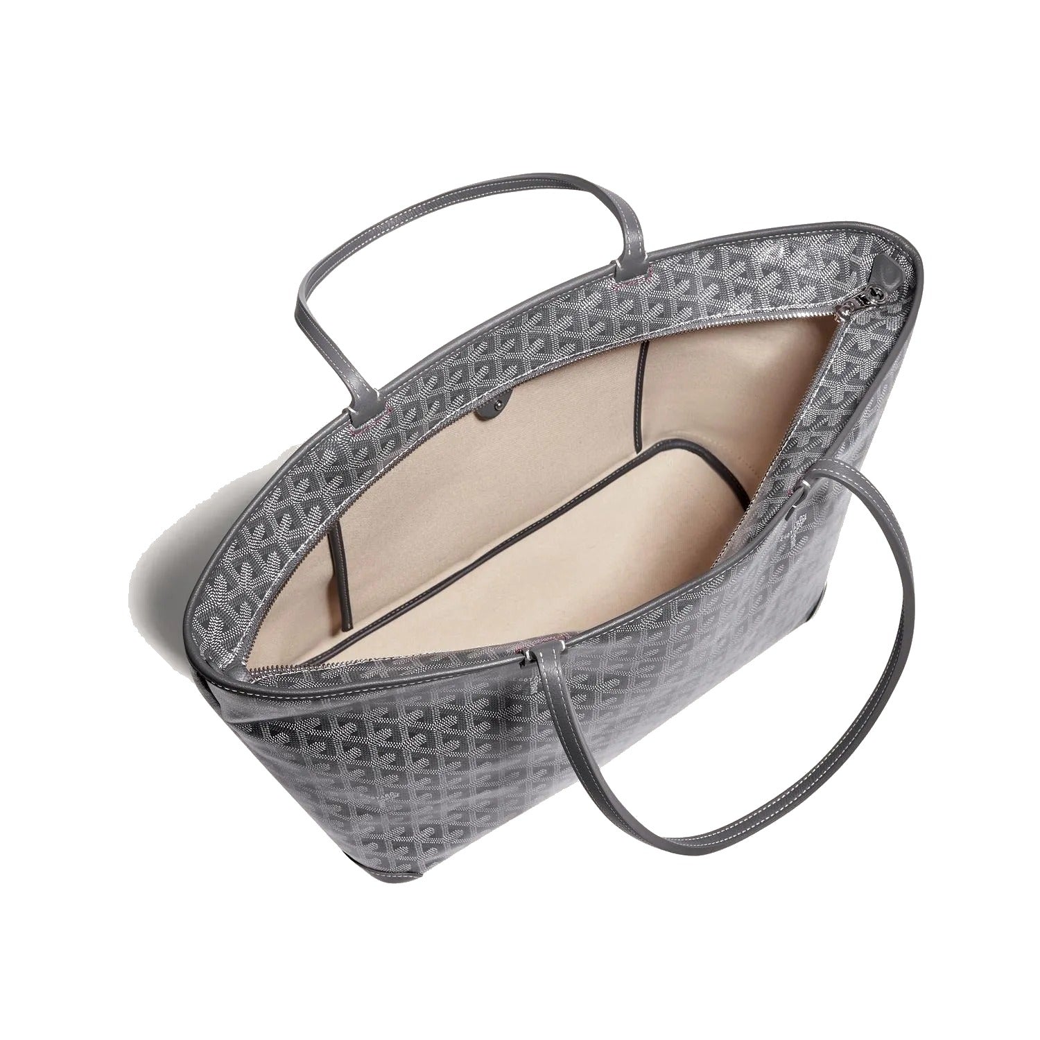 Zippered Canvas Tote - Medium - Grey - 44