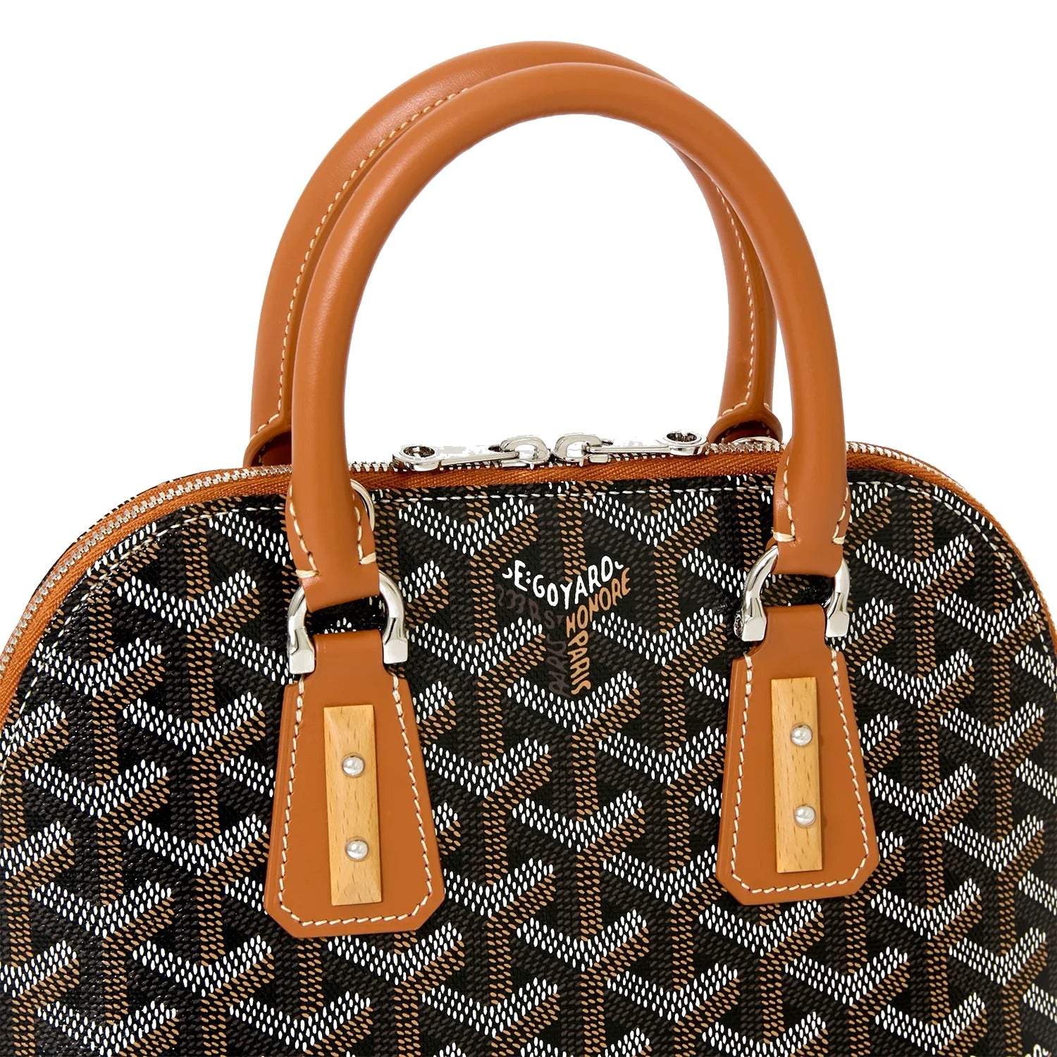 Mini Structured Top-Handle Bag - Black & Tan - 8