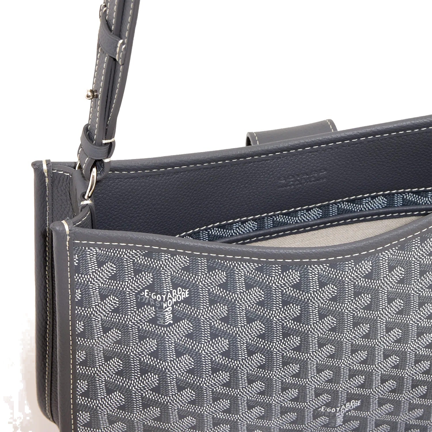 Canvas Flap Crossbody Bag - Grey - 56