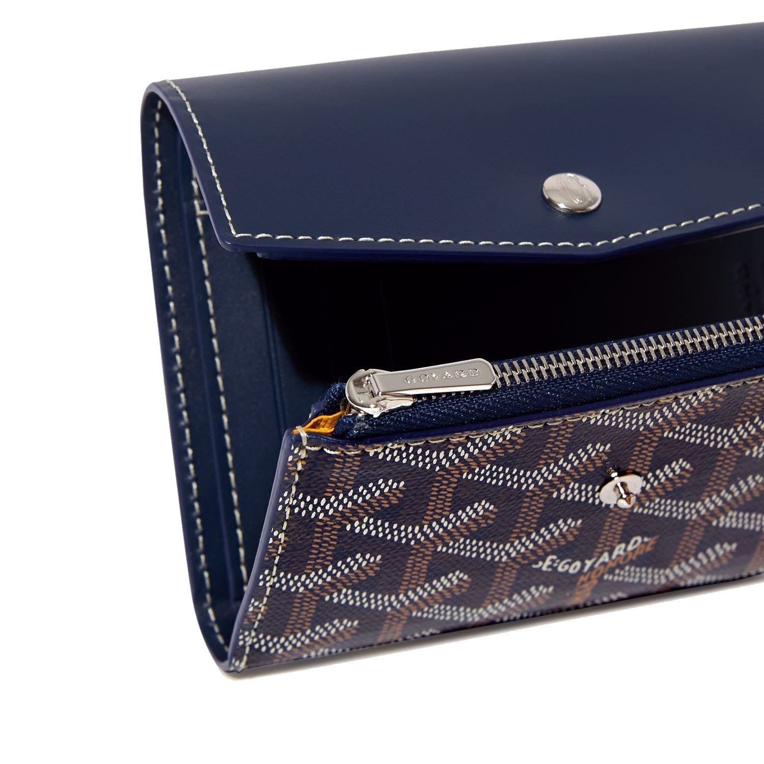 Compact Bi-Fold Wallet with Coin Pocket - Navy Blue - 32