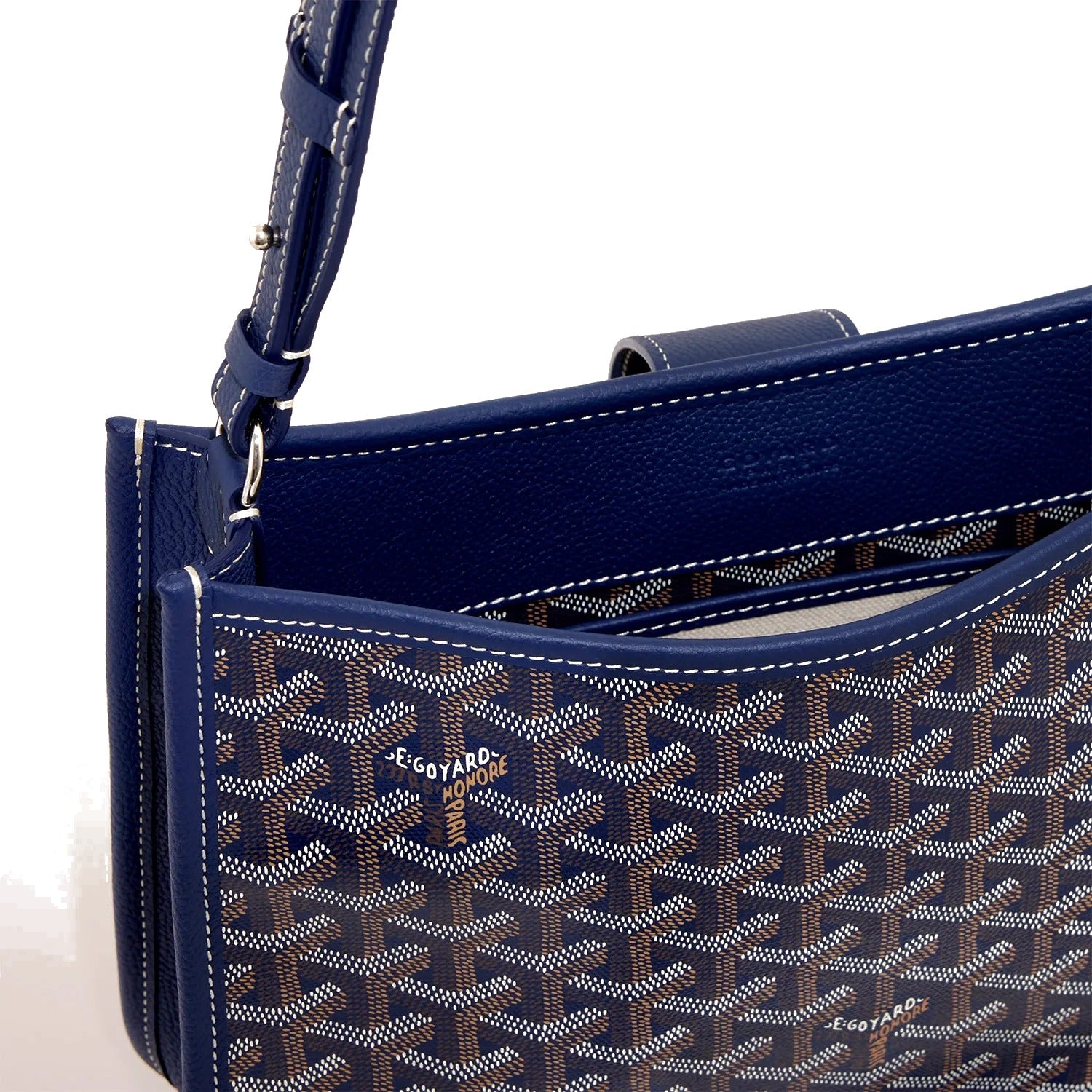 Canvas Flap Crossbody Bag - Navy Blue - 41