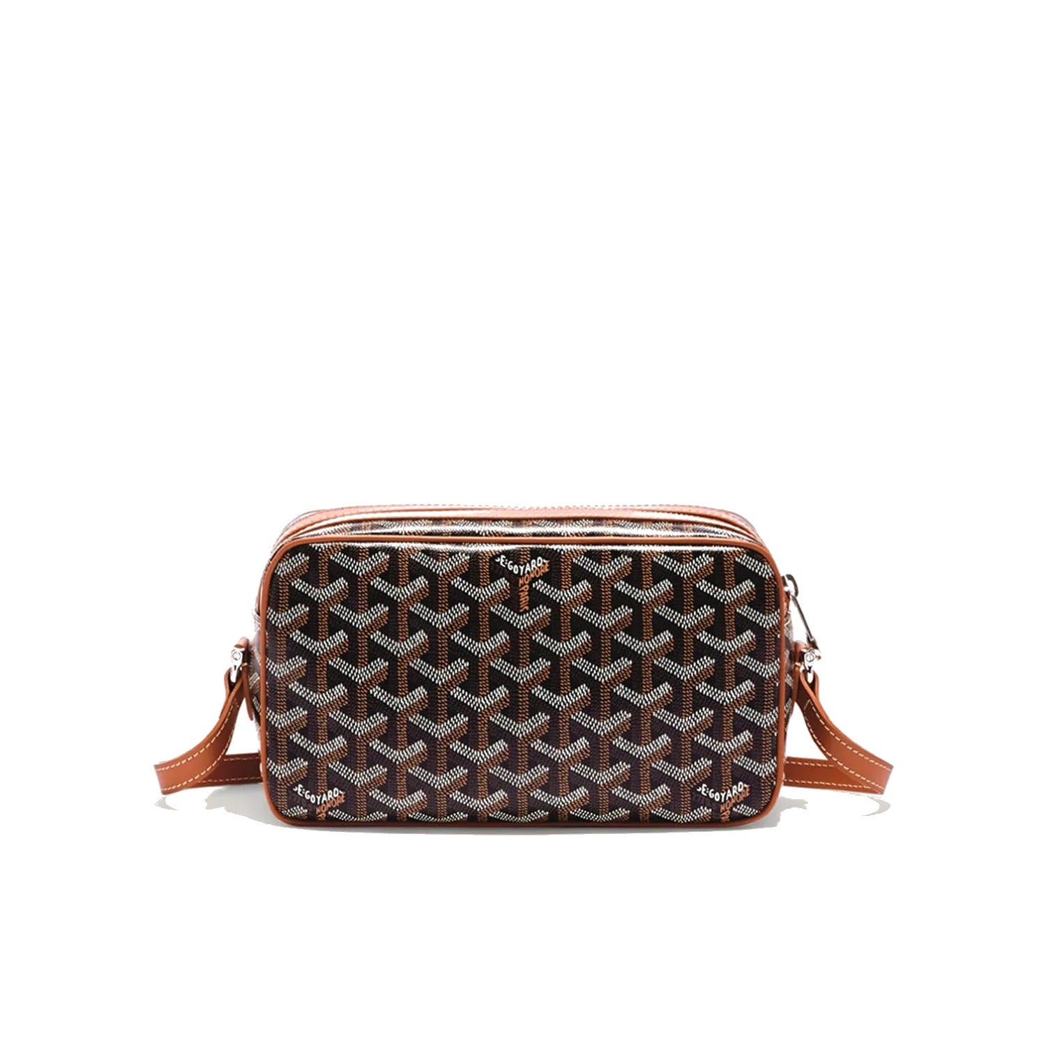 Compact Crossbody Flap Bag - Black & Tan - 7