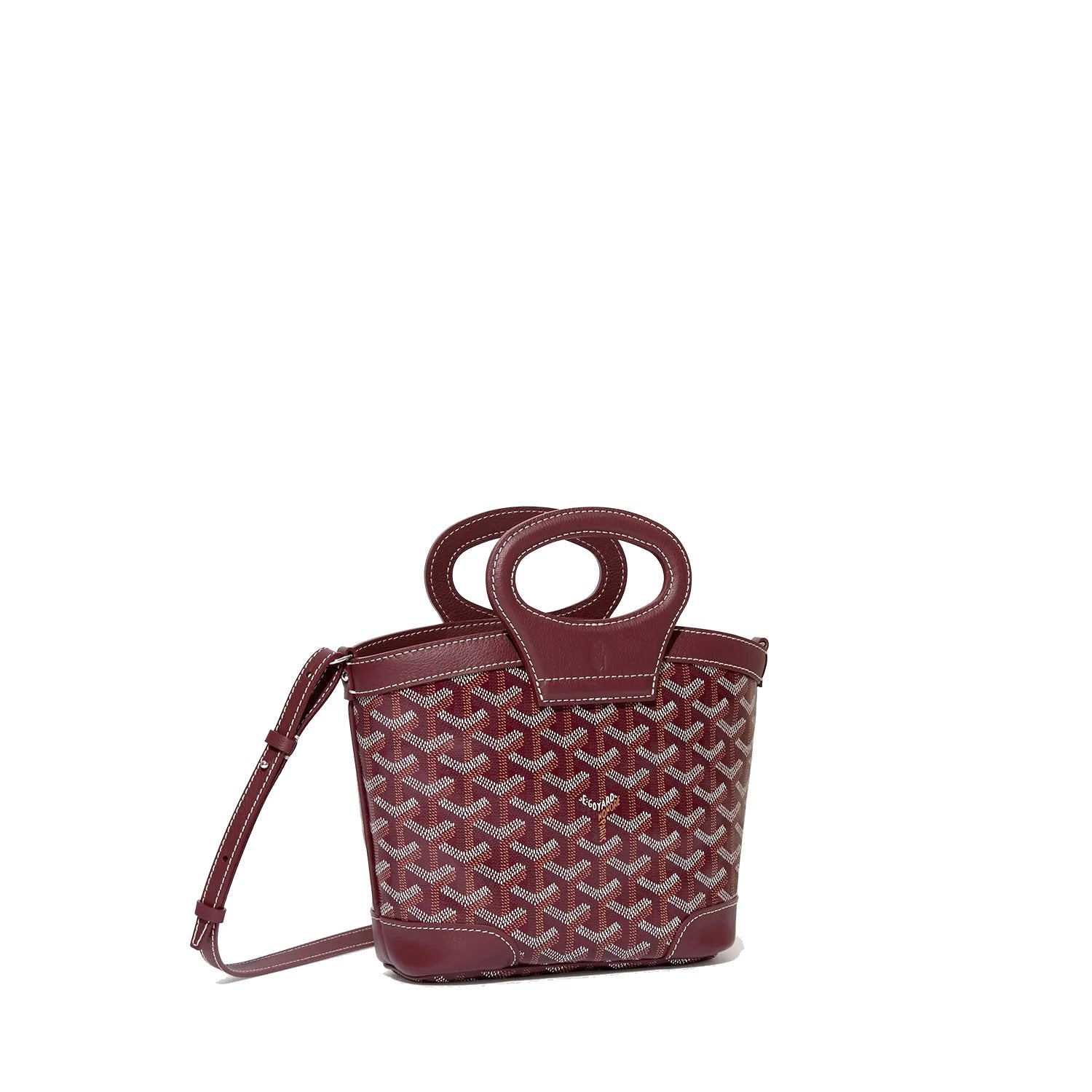Drawstring Mini Bucket Bag - Burgundy