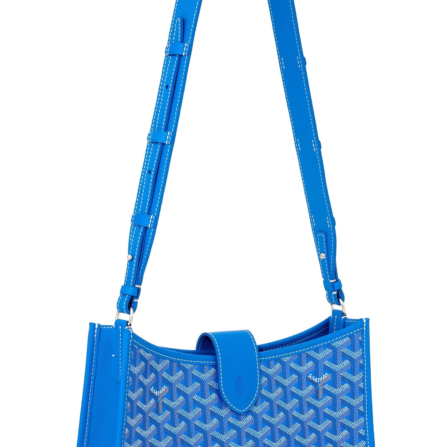 Canvas Flap Crossbody Bag - Sky Blue - 35