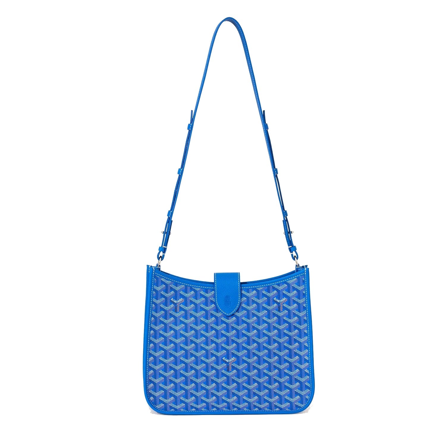 Canvas Flap Crossbody Bag - Sky Blue - 34