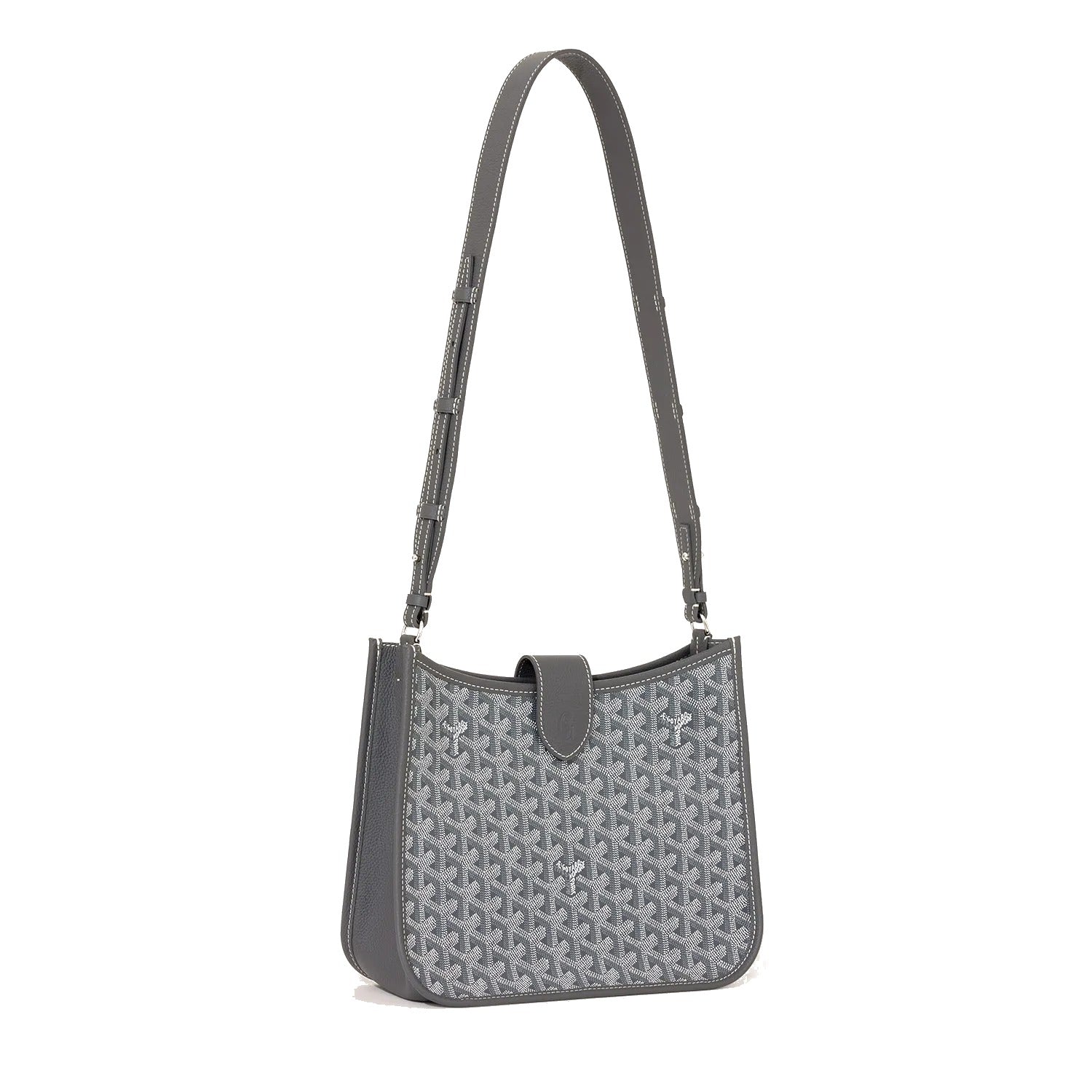 Canvas Flap Crossbody Bag - Grey - 53
