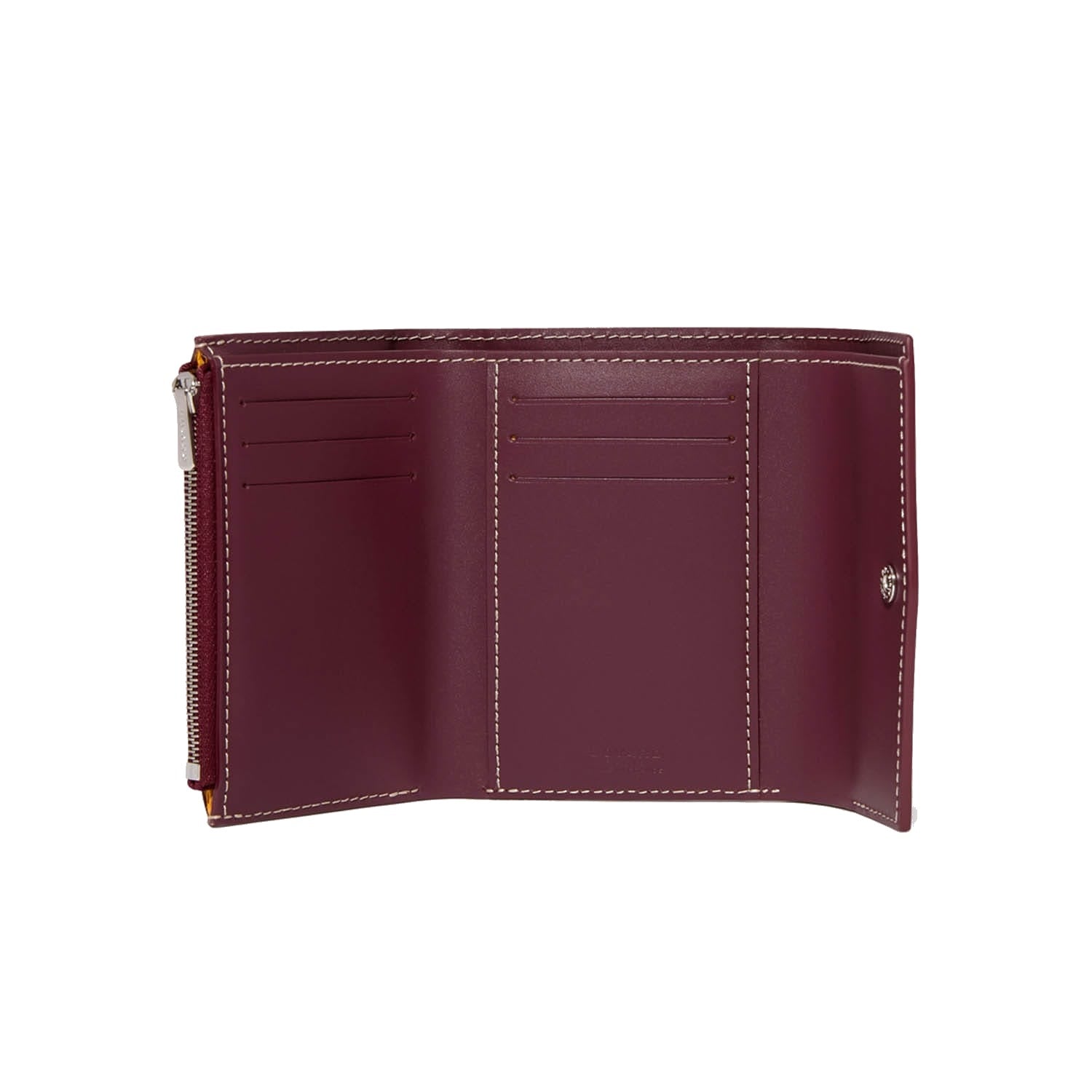 Compact Bi-Fold Wallet with Coin Pocket - Burgundy - 35