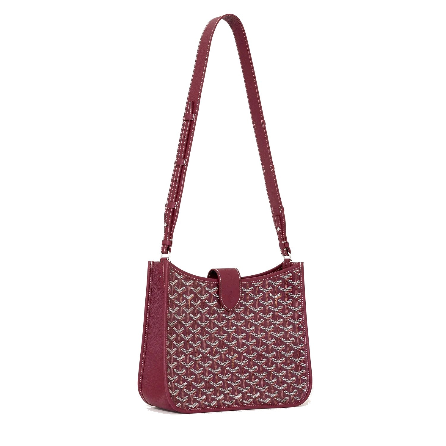 Canvas Flap Crossbody Bag - Burgundy - 43