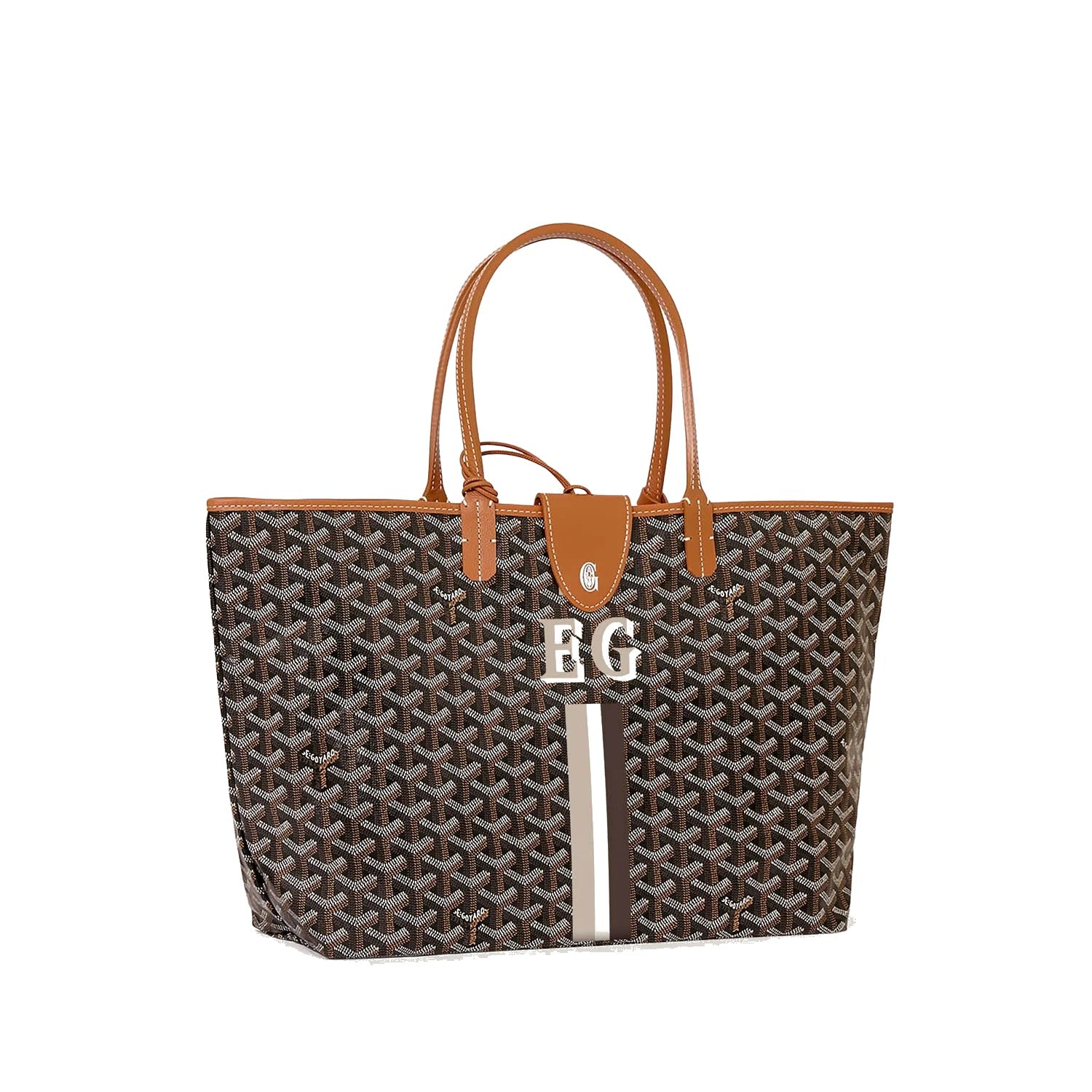 Canvas Tote with Personalized Stripes - Small - Black & Tan