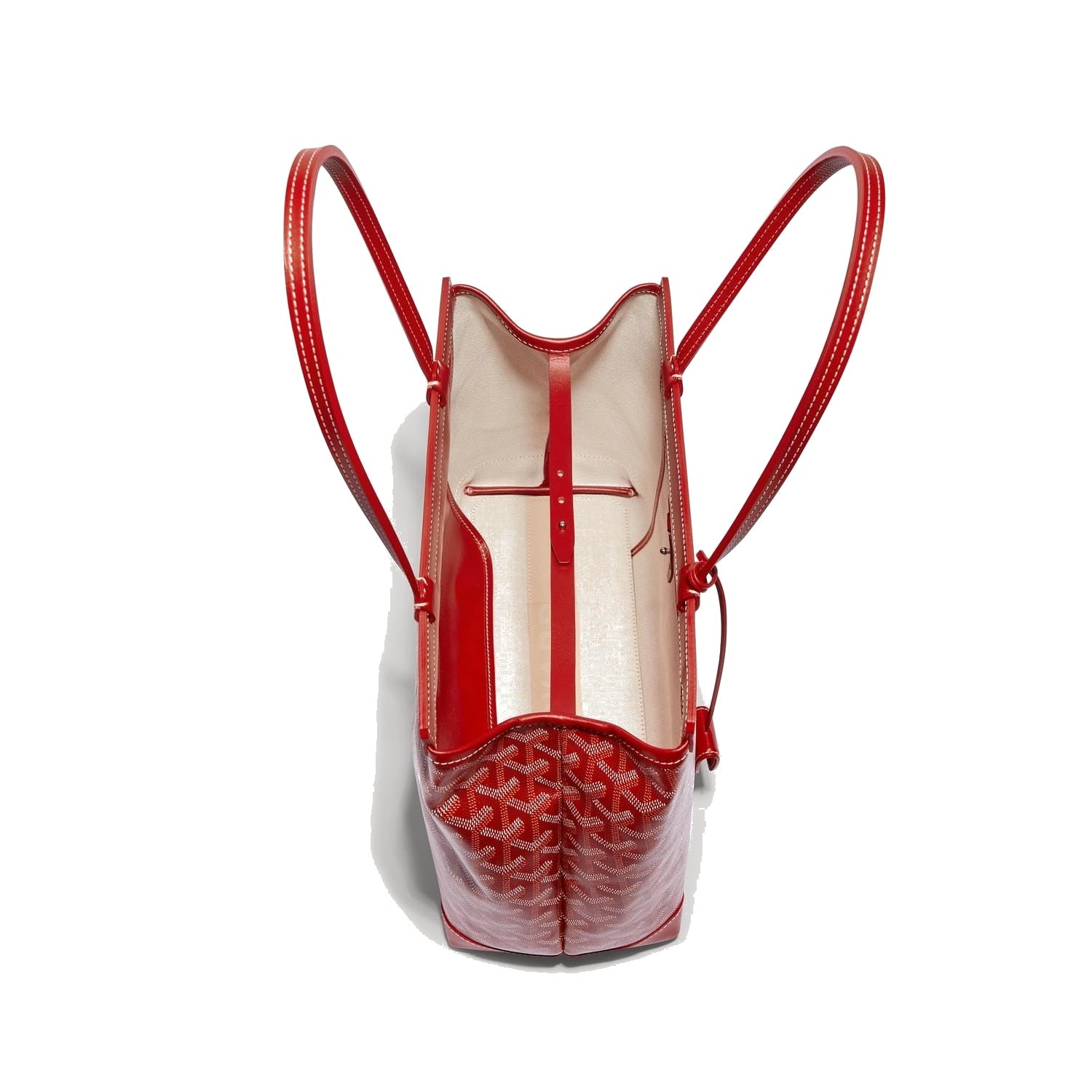 Contrast Leather Shoulder Bag - Red - 12