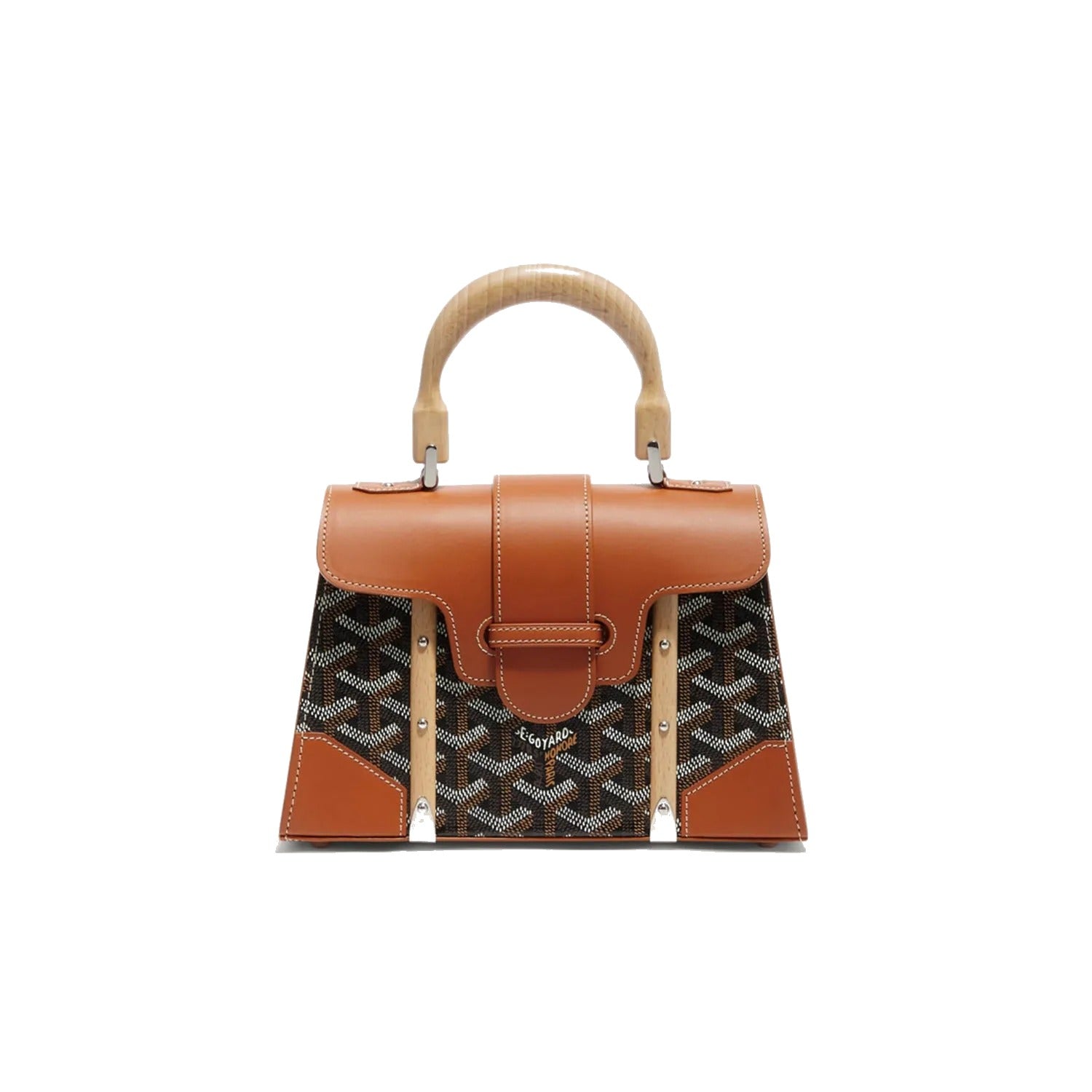 Structured Mini Top-Handle Bag - Black & Tan - 7