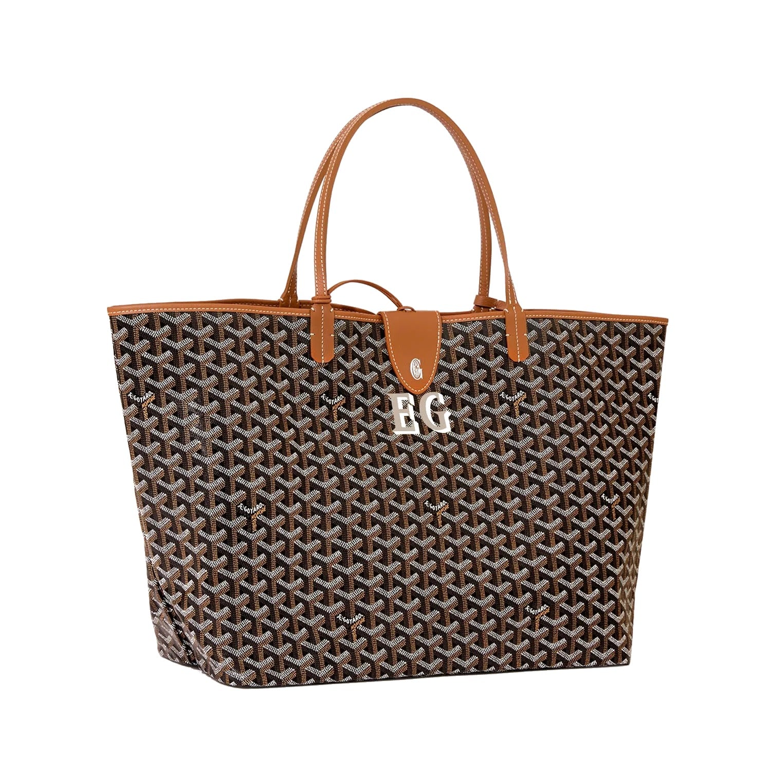 Personalized Initials Canvas Tote - Large - Black & Tan
