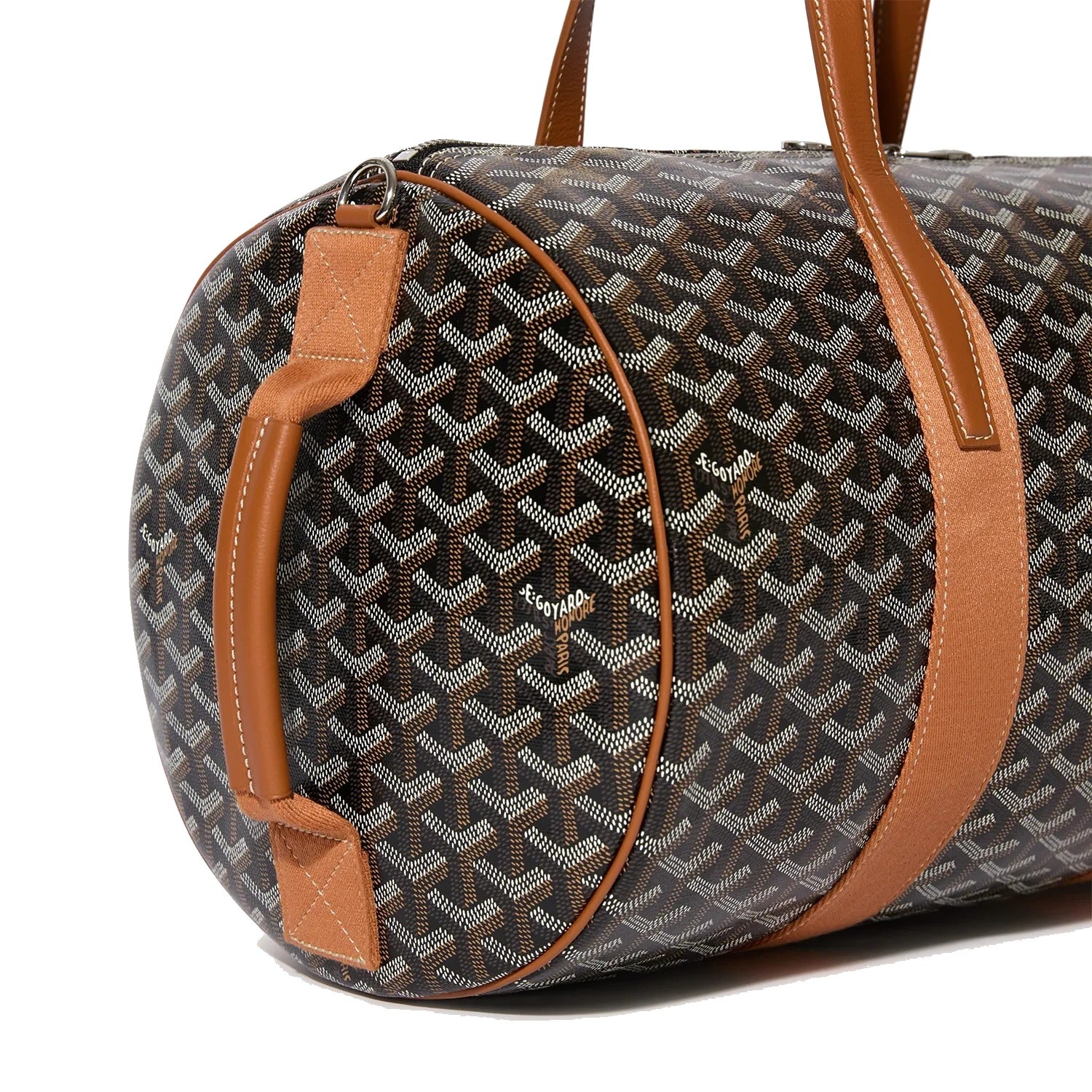Canvas Sports Duffel Bag - Black & Tan - 8